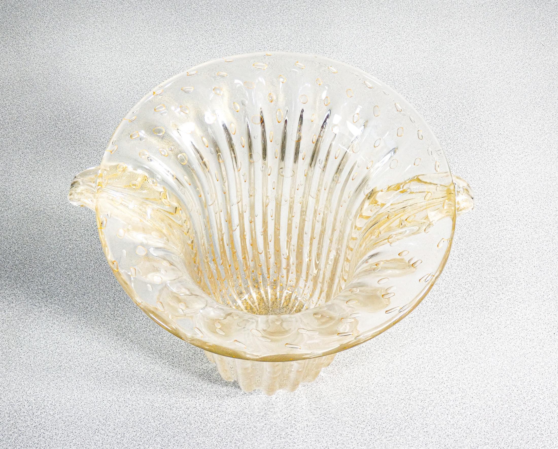 Vaso design TOSO Murano, vetro soffiato trasparente bullicante, cordonato in vendita 5
