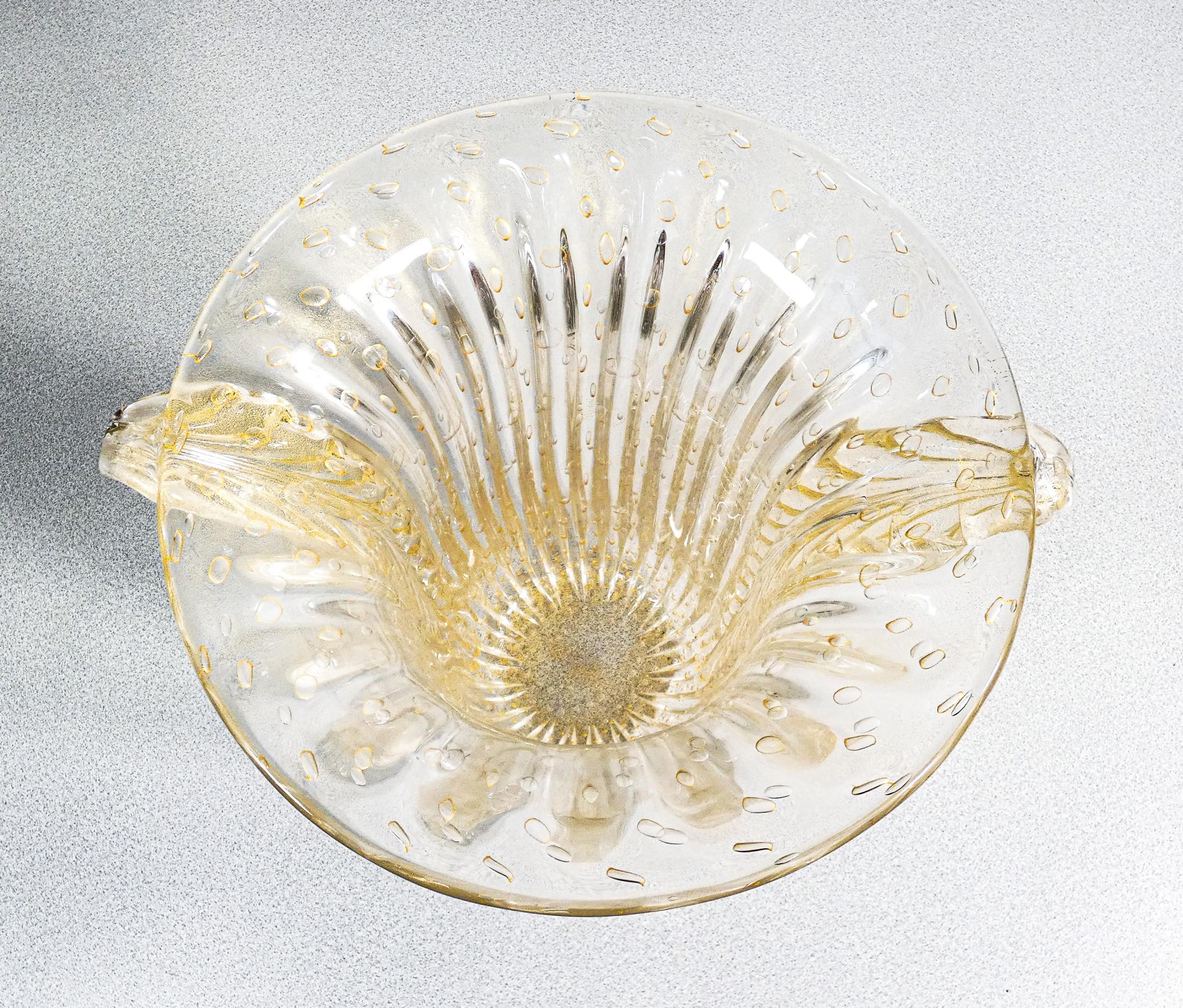 Vaso design TOSO Murano, vetro soffiato trasparente bullicante, cordonato in vendita 6