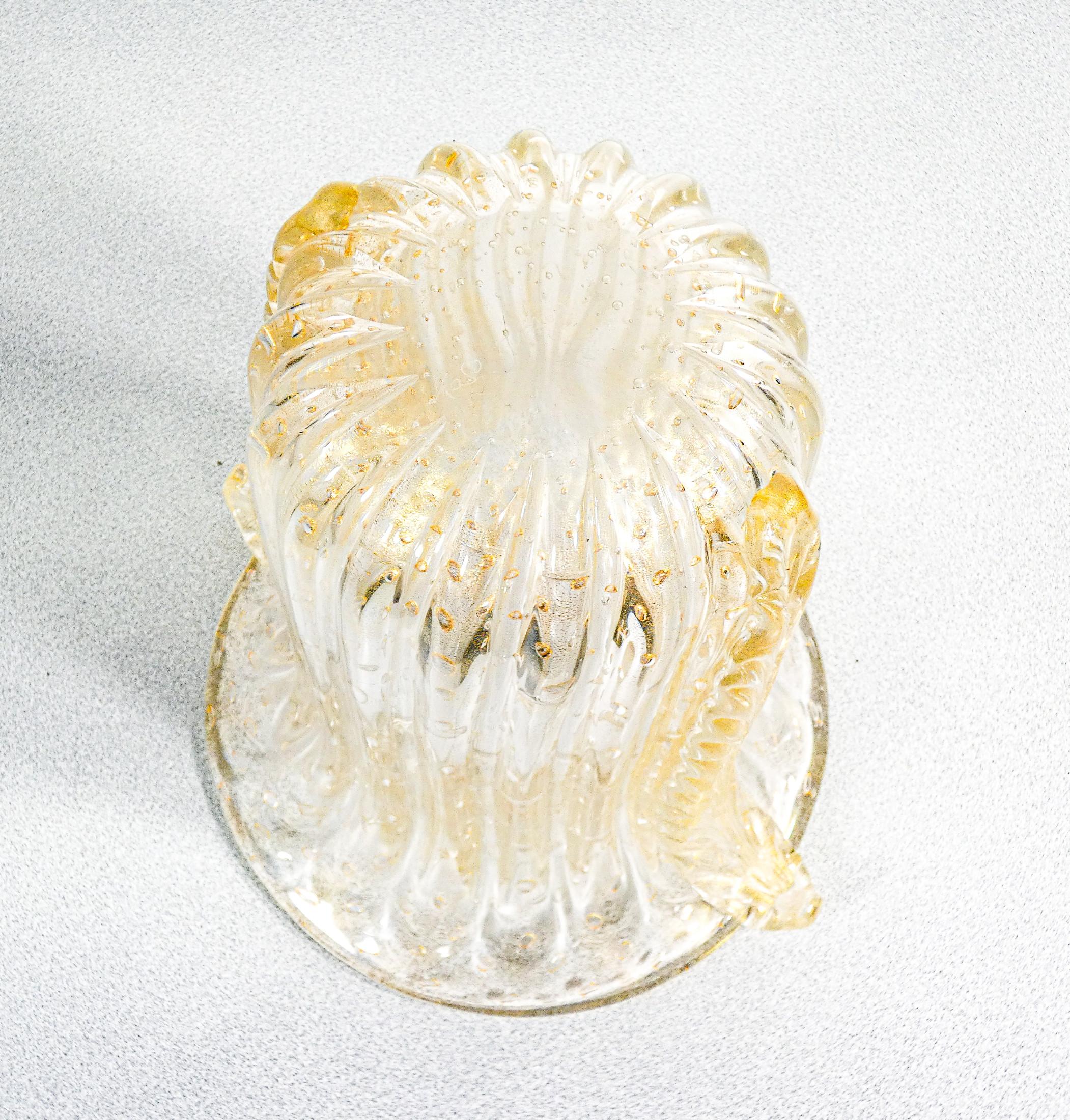Vaso design TOSO Murano, vetro soffiato trasparente bullicante, cordonato in vendita 7