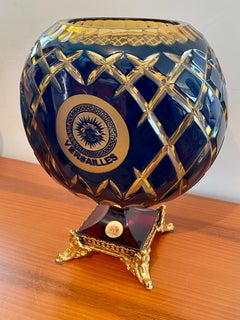 Luxury two-tone crystal and bronze hand-ground vase versailles 20th century