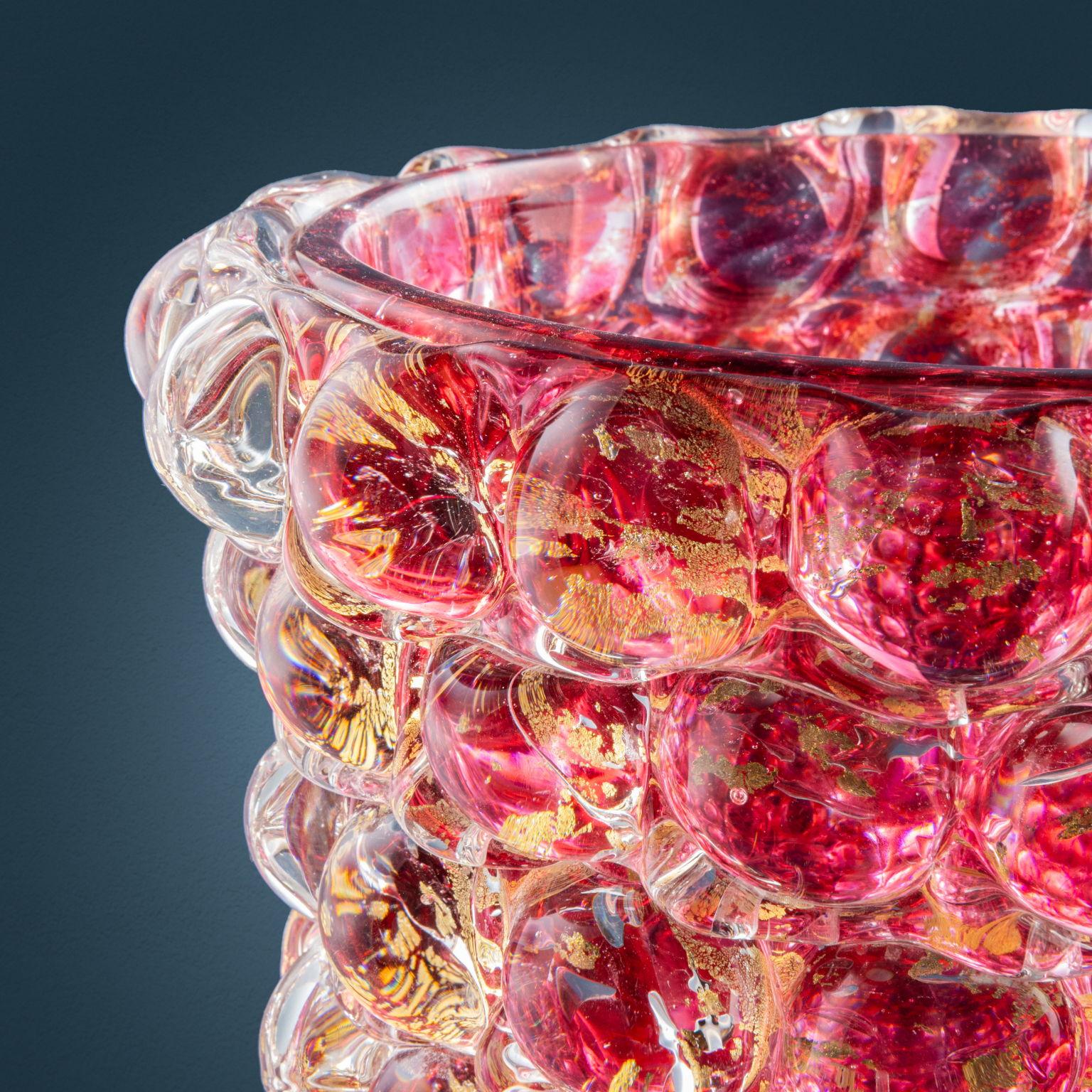 Ercole Barovier 'Lenti' series vase in pink Murano glass 1970s In Good Condition For Sale In Milano, IT