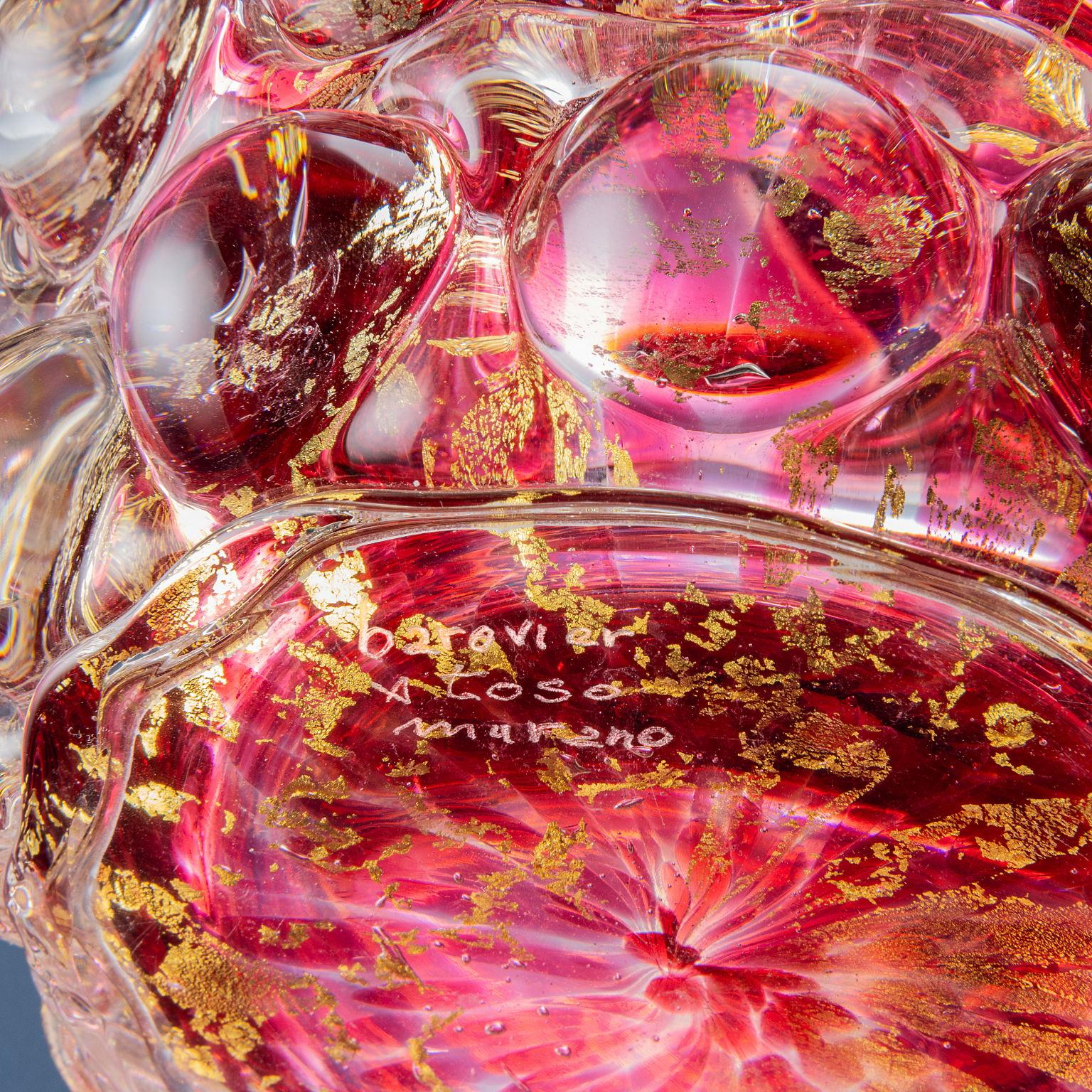 Ercole Barovier 'Lenti' series vase in pink Murano glass 1970s For Sale 1