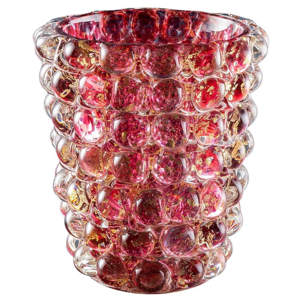 Ercole Barovier 'Lenti' series vase in pink Murano glass 1970s For Sale