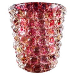 Jarrón Ercole Barovier serie 'Lenti' en cristal de Murano rosa años 70