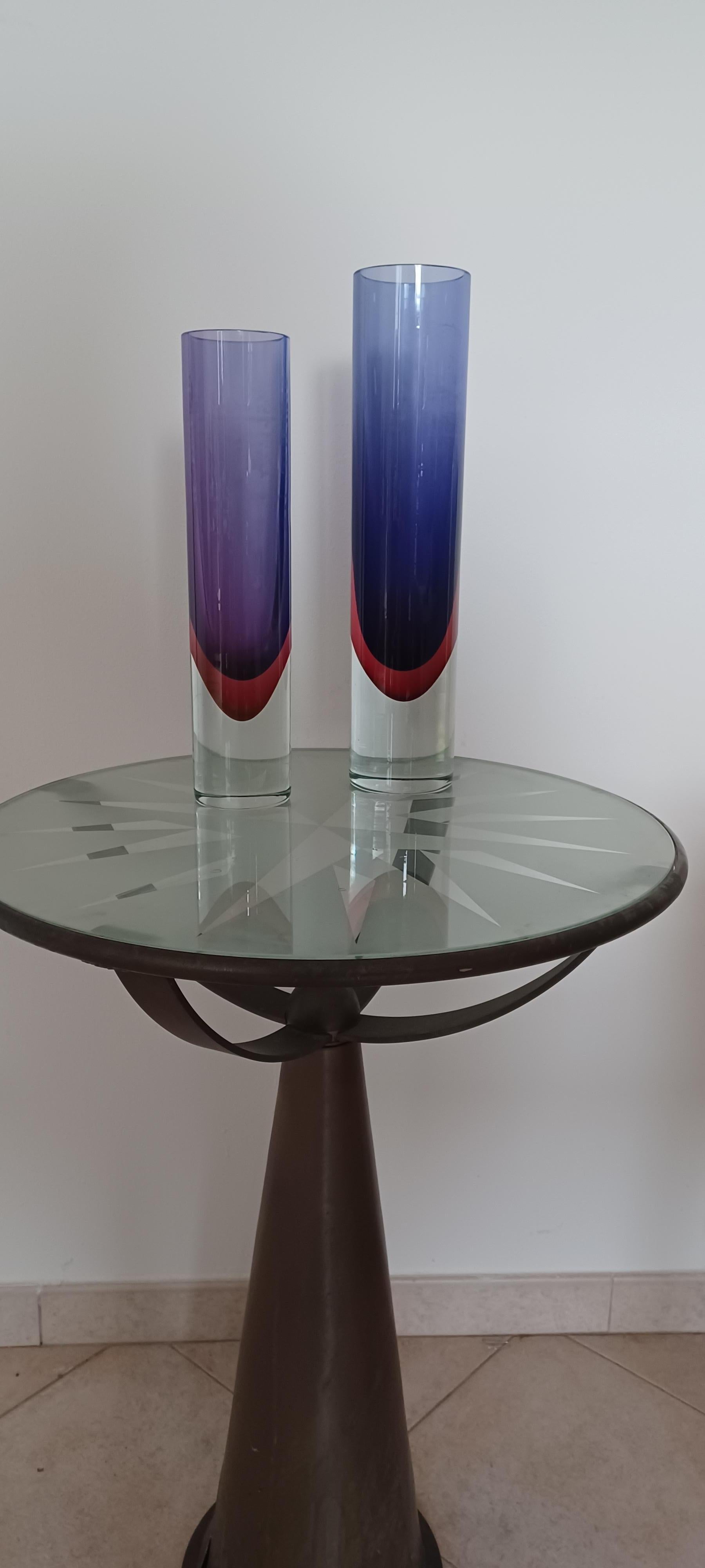 Pair of Vases designed by Flavio Poli production Seguso 1970s. 
Mis. 
Large h 40 
Middle  h 36