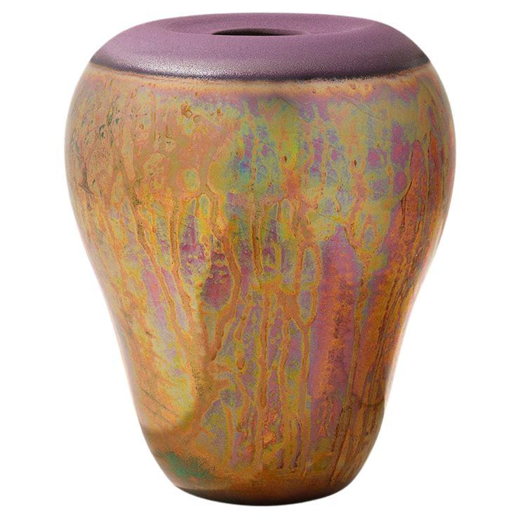 "Crateri", wheeled ceramic vase, reflex and matte purple, Gatti 1928 Faenza For Sale