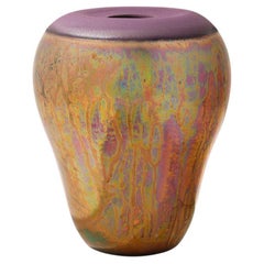 "Crateri", wheeled ceramic vase, reflex and matte purple, Gatti 1928 Faenza