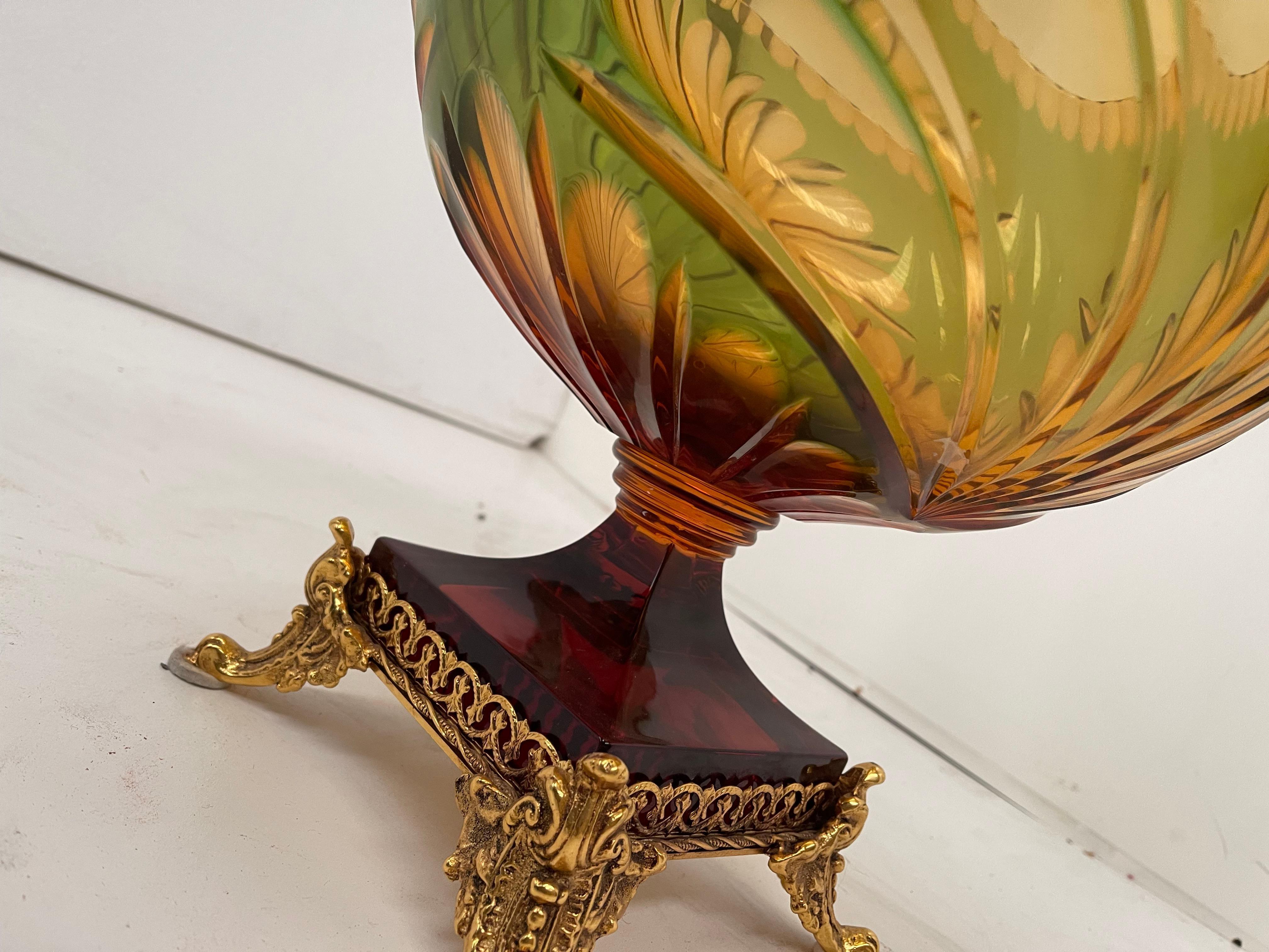 Late 20th Century Maestozo Cristallo con extraordianerie molature in preziosito con bronzi  For Sale