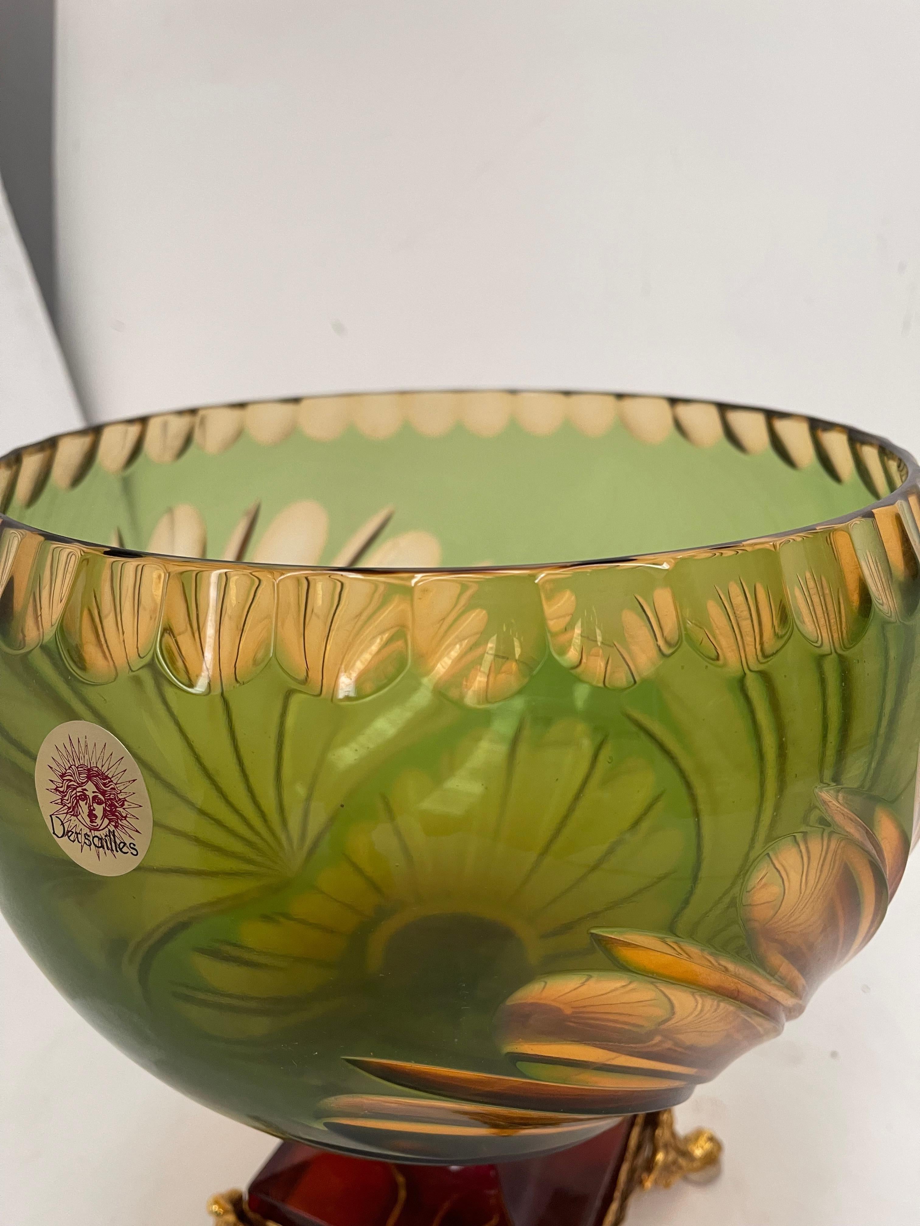 Art Glass Maestozo Cristallo con extraordianerie molature in preziosito con bronzi  For Sale