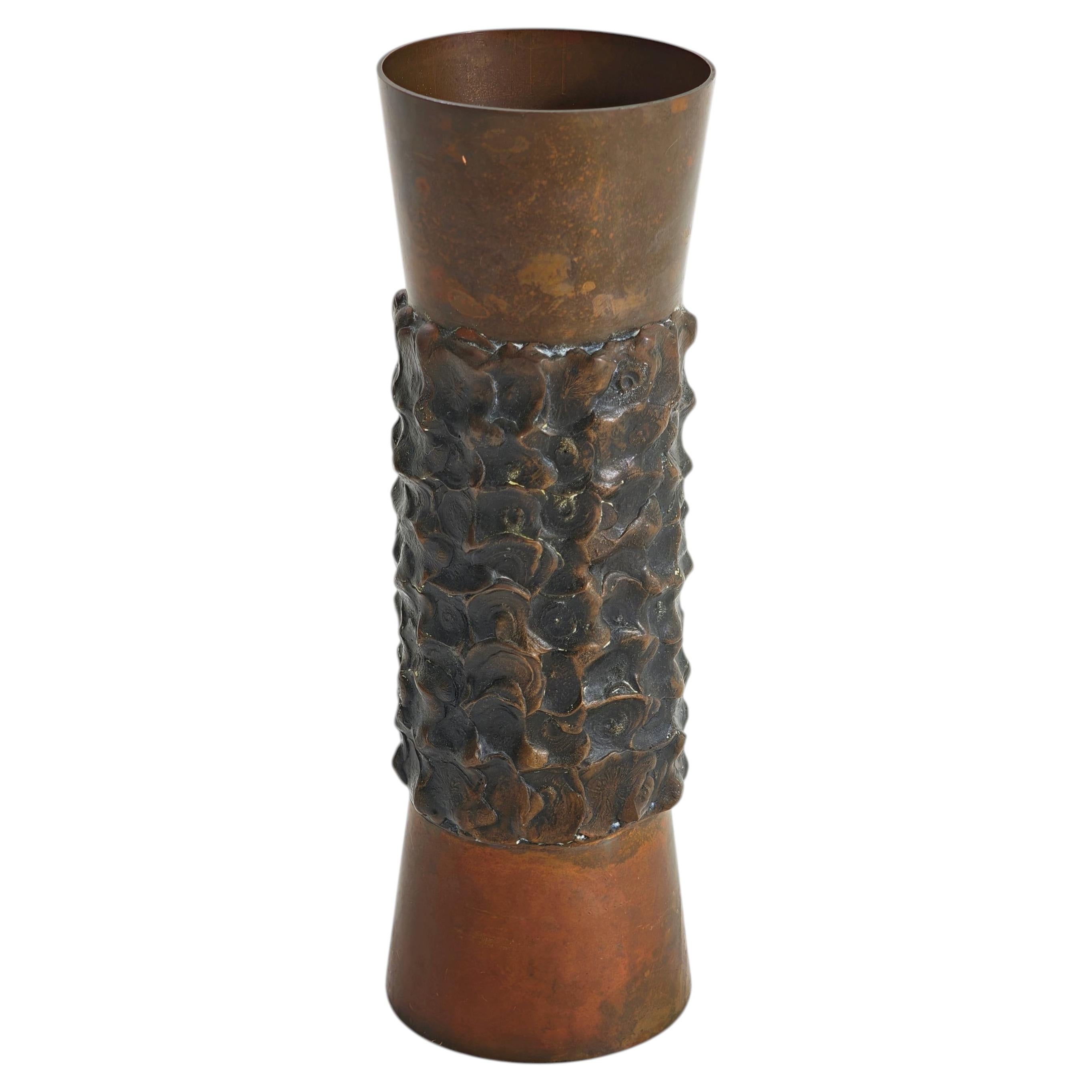 Brutalist-style bronze vase, made in Italy, 1960, Mid-Century Modern
