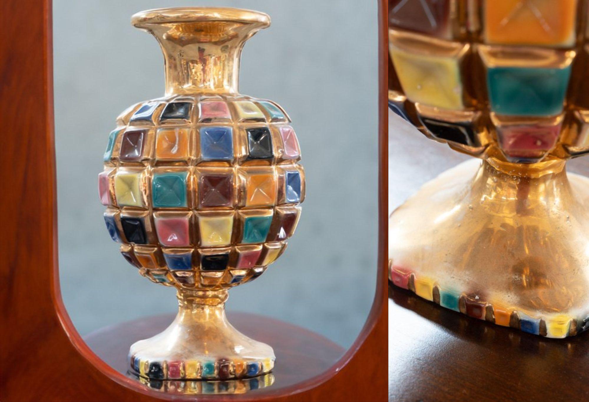Italian Vaso in ceramica colorato ANNI 50 60 in vendita