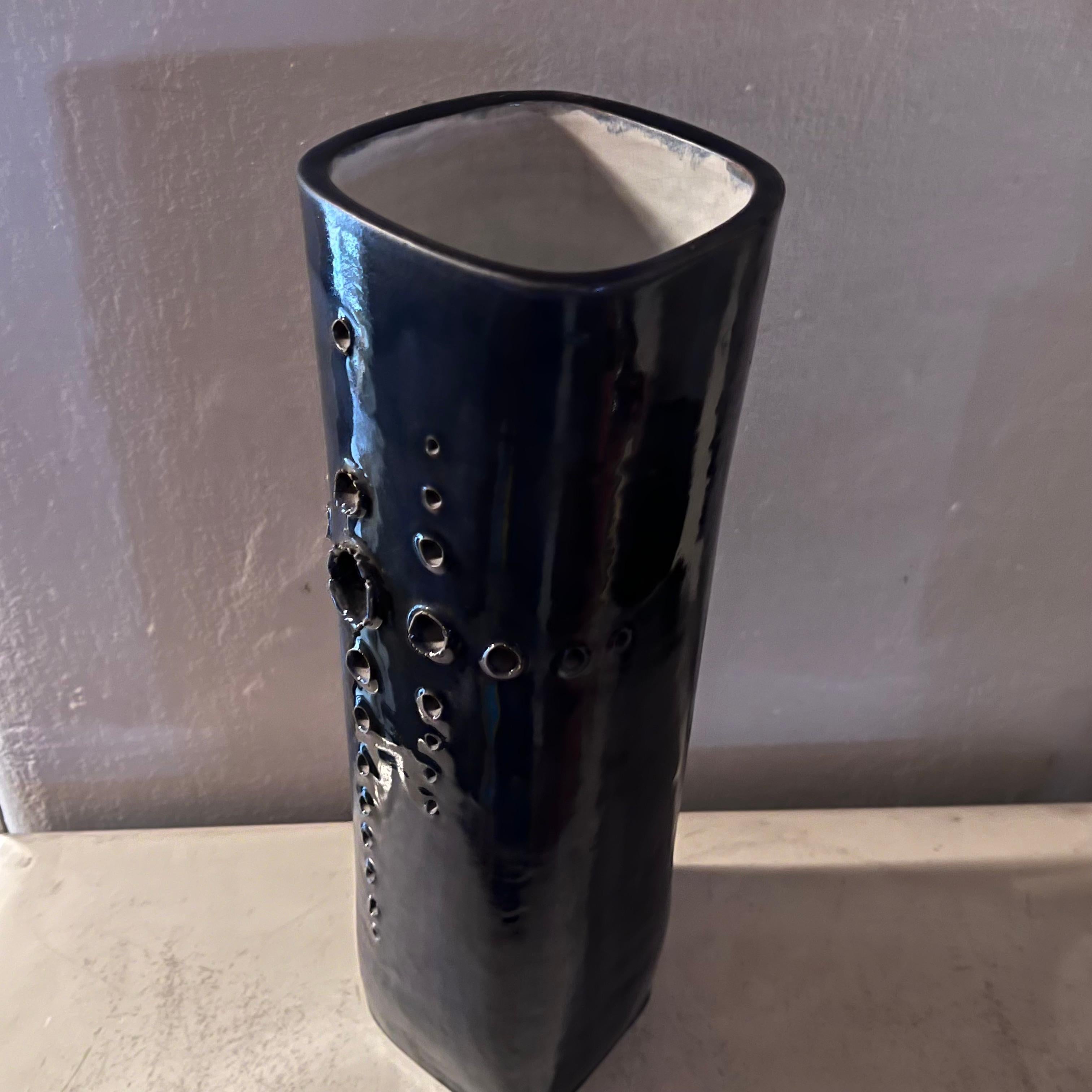 Ceramic Vase with Holes - Handmade - Italy - 1960s In Good Condition For Sale In Milano, IT