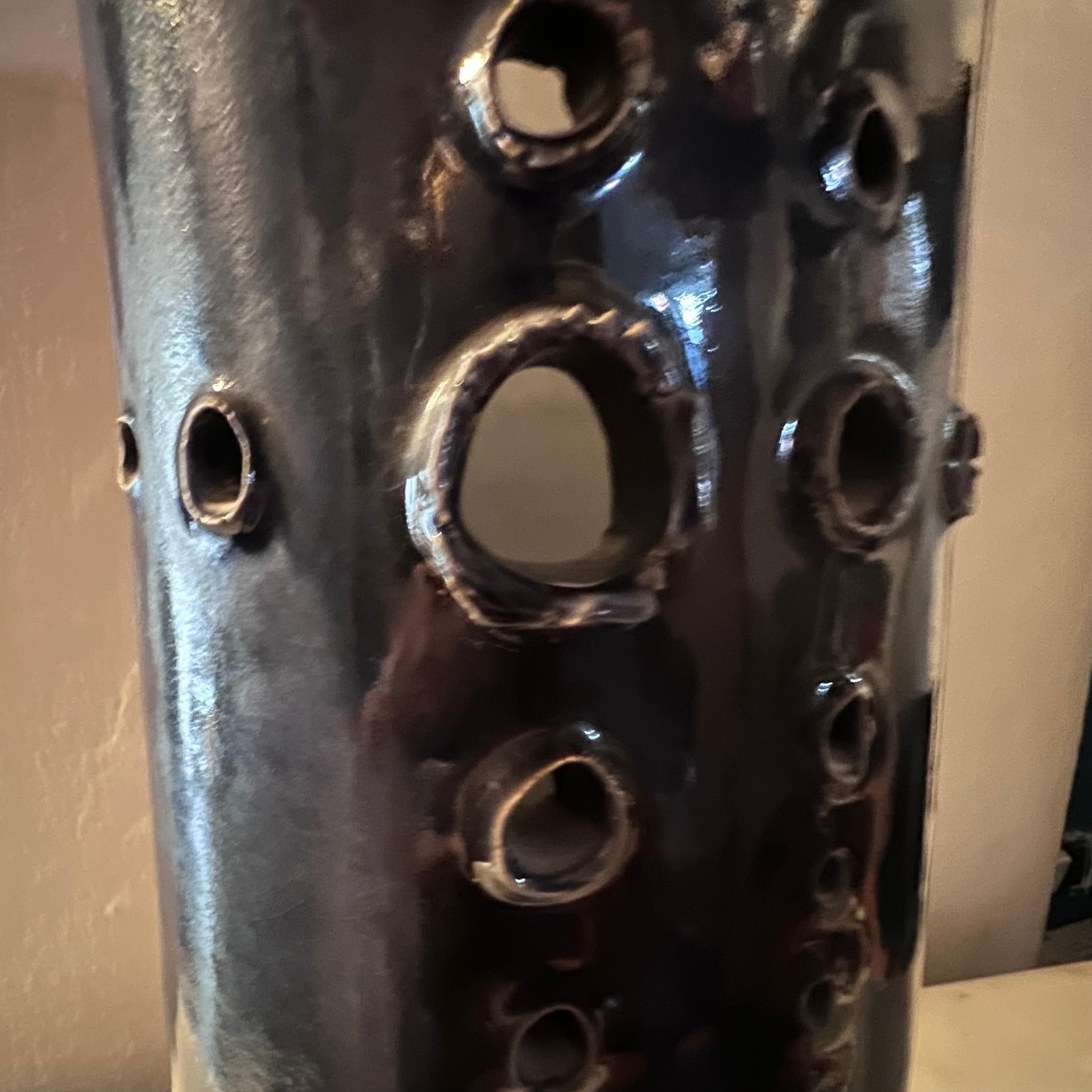 Ceramic Vase with Holes - Handmade - Italy - 1960s For Sale 3