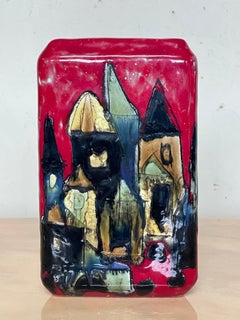 Hand-decorated ceramic vase by Elio Schiavon, 1960s-70s