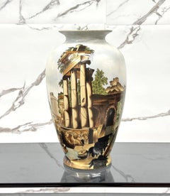 Vase in Ceramic Decoration Vecchia Faenza 70s Italian modern design