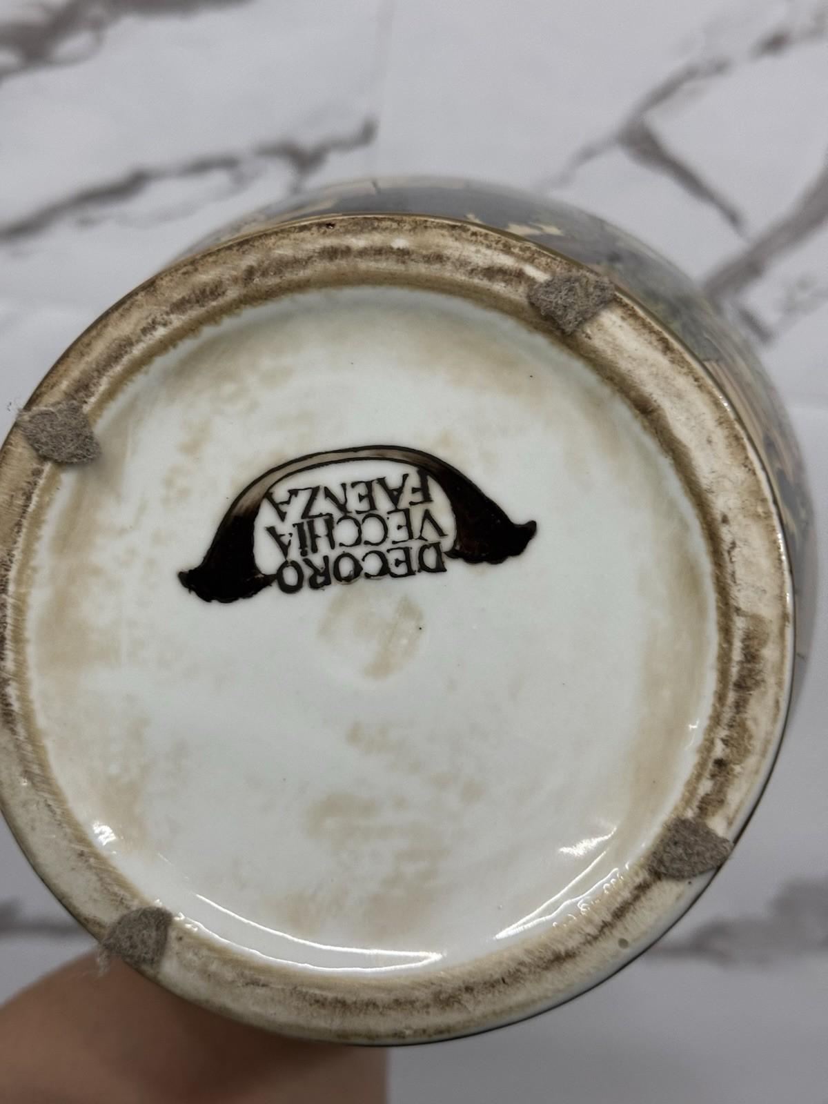 Vaso in Ceramica Decoro Vecchia Faenza Anni 70 design modernariato Italiano en vente 1