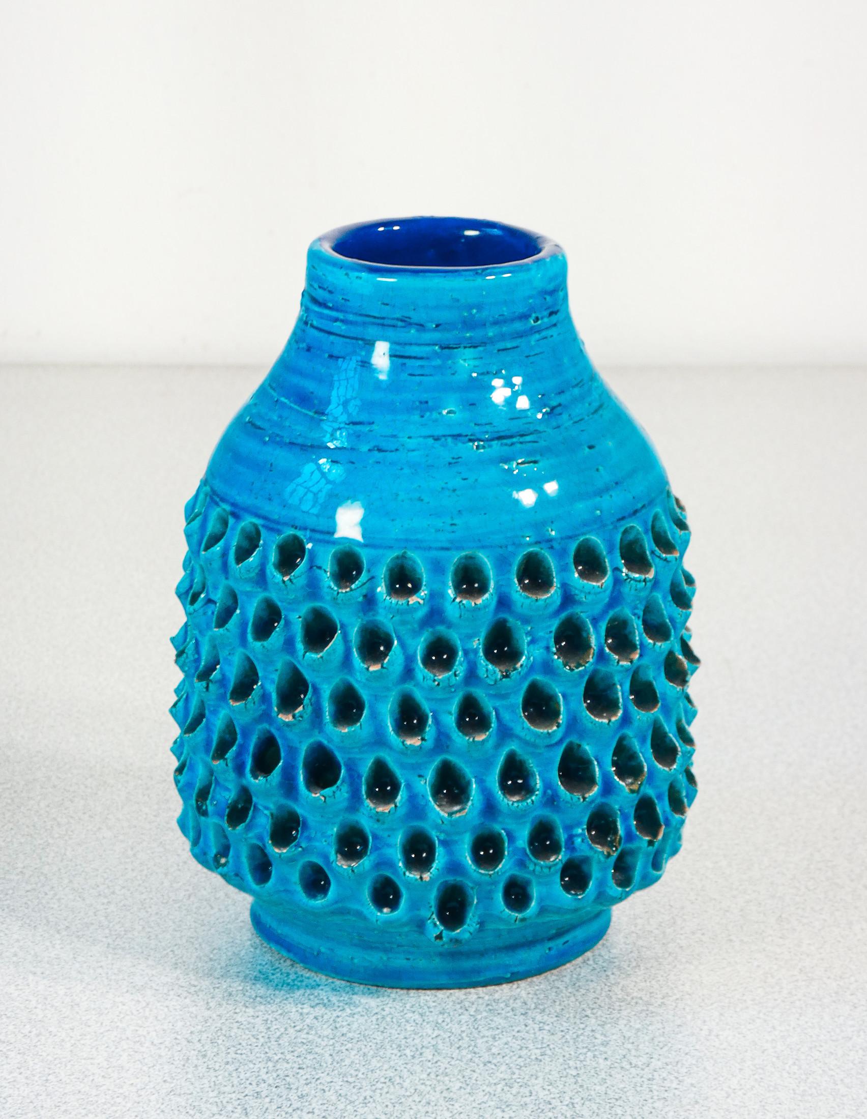 Italian Vaso in ceramica, design Aldo LONDI per Bitossi, serie Rimini Blu. Anni 50/60 in vendita
