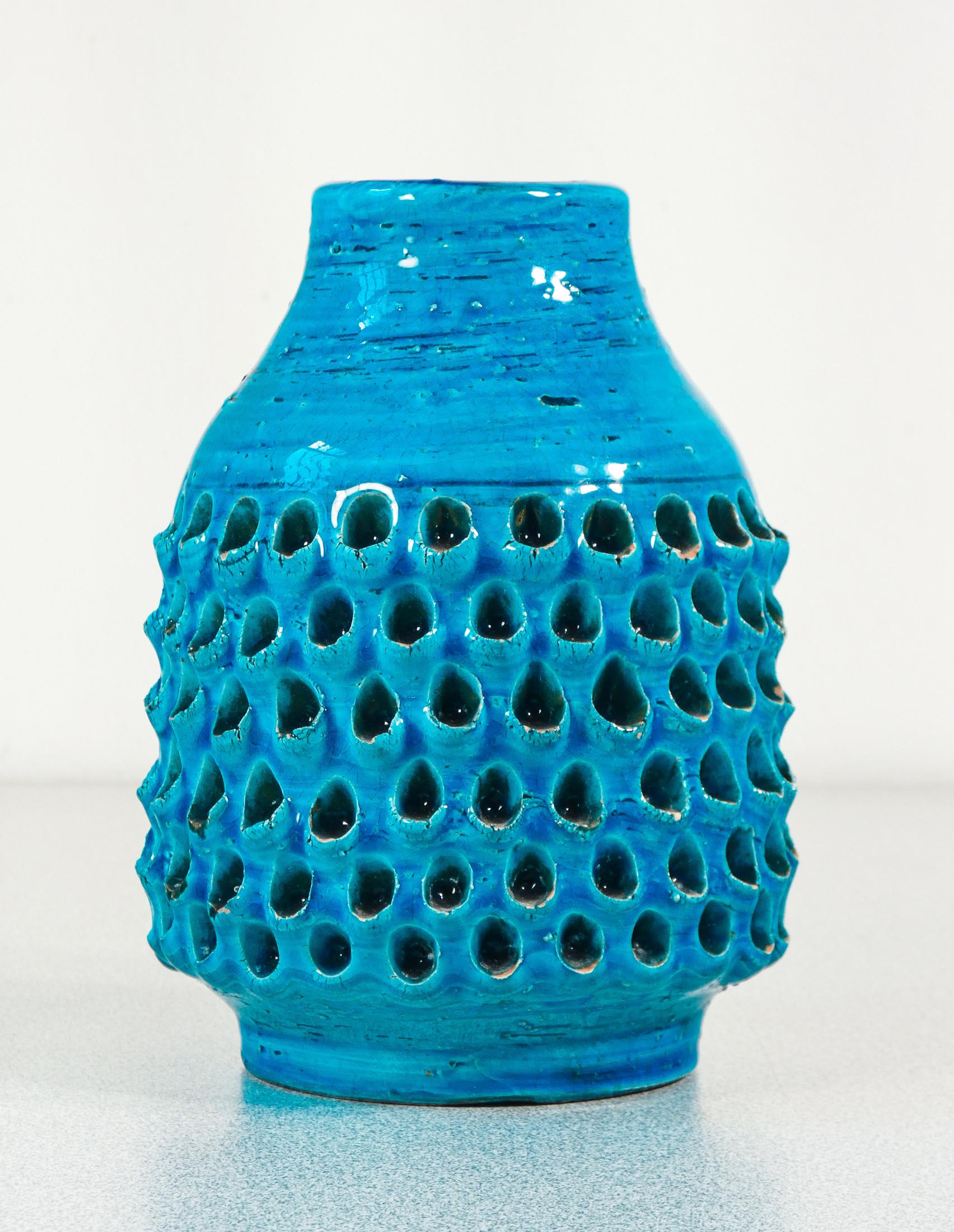 Vaso in ceramica, design Aldo LONDI per Bitossi, serie Rimini Blu. Anni 50/60 In condizioni buone in vendita a Torino, IT