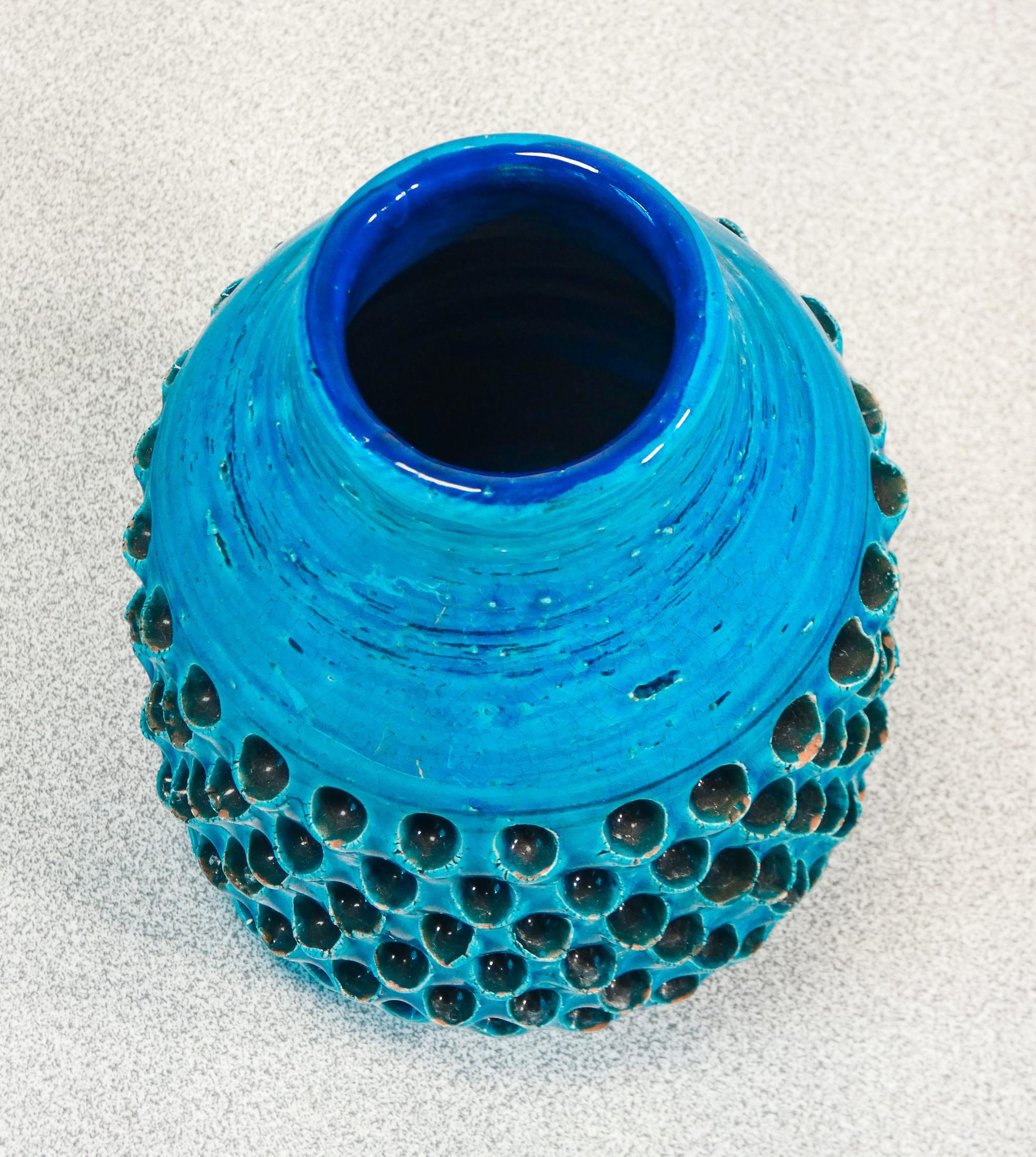 Mid-20th Century Vaso in ceramica, design Aldo LONDI per Bitossi, serie Rimini Blu. Anni 50/60 in vendita