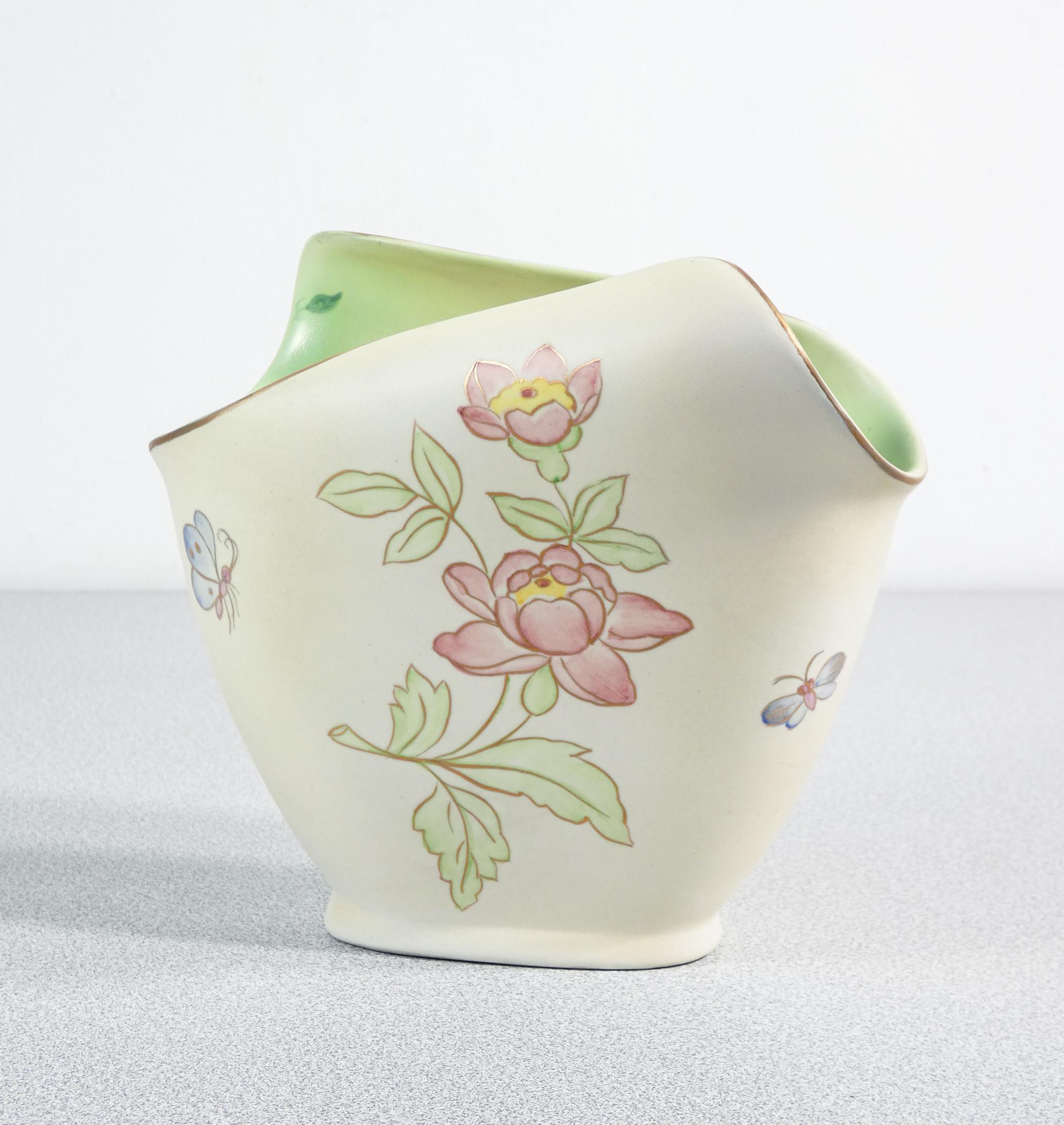 Italian Vase en céramique peint à la main LENCI Turin. Italie, années 30 en vente