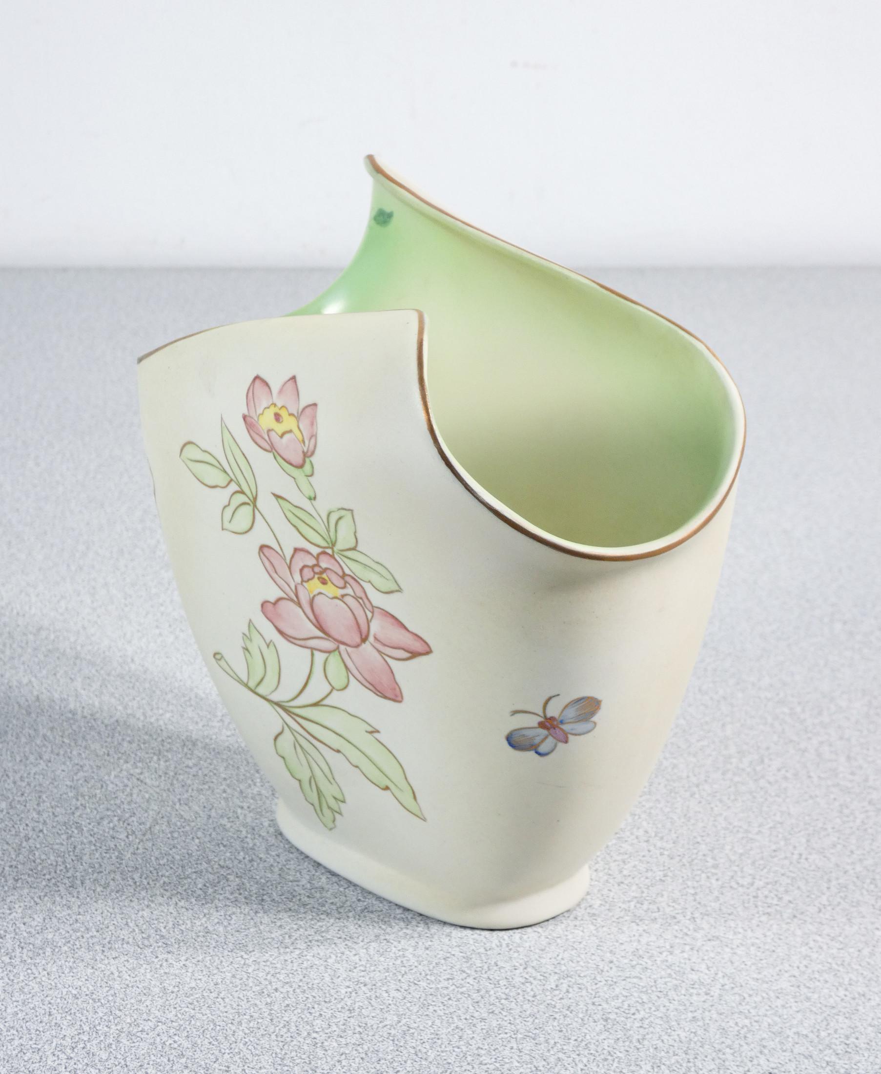 Vase en céramique peint à la main LENCI Turin. Italie, années 30 Bon état - En vente à Torino, IT