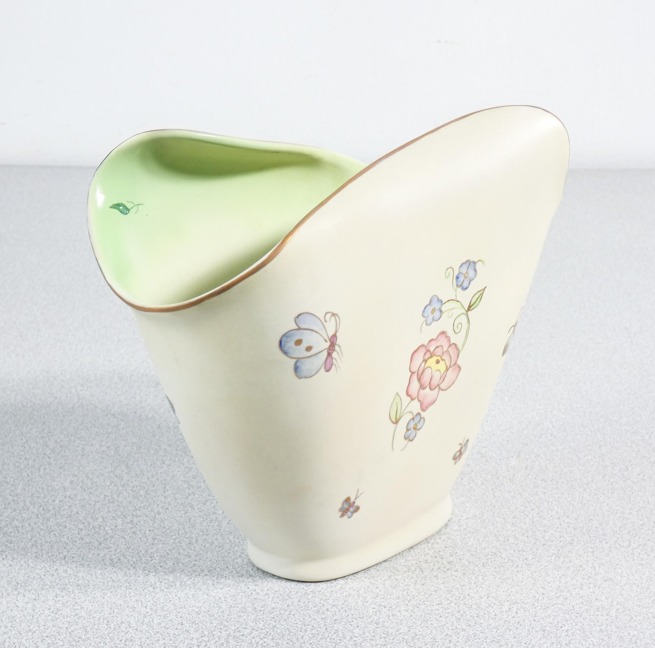Céramique Vase en céramique peint à la main LENCI Turin. Italie, années 30 en vente