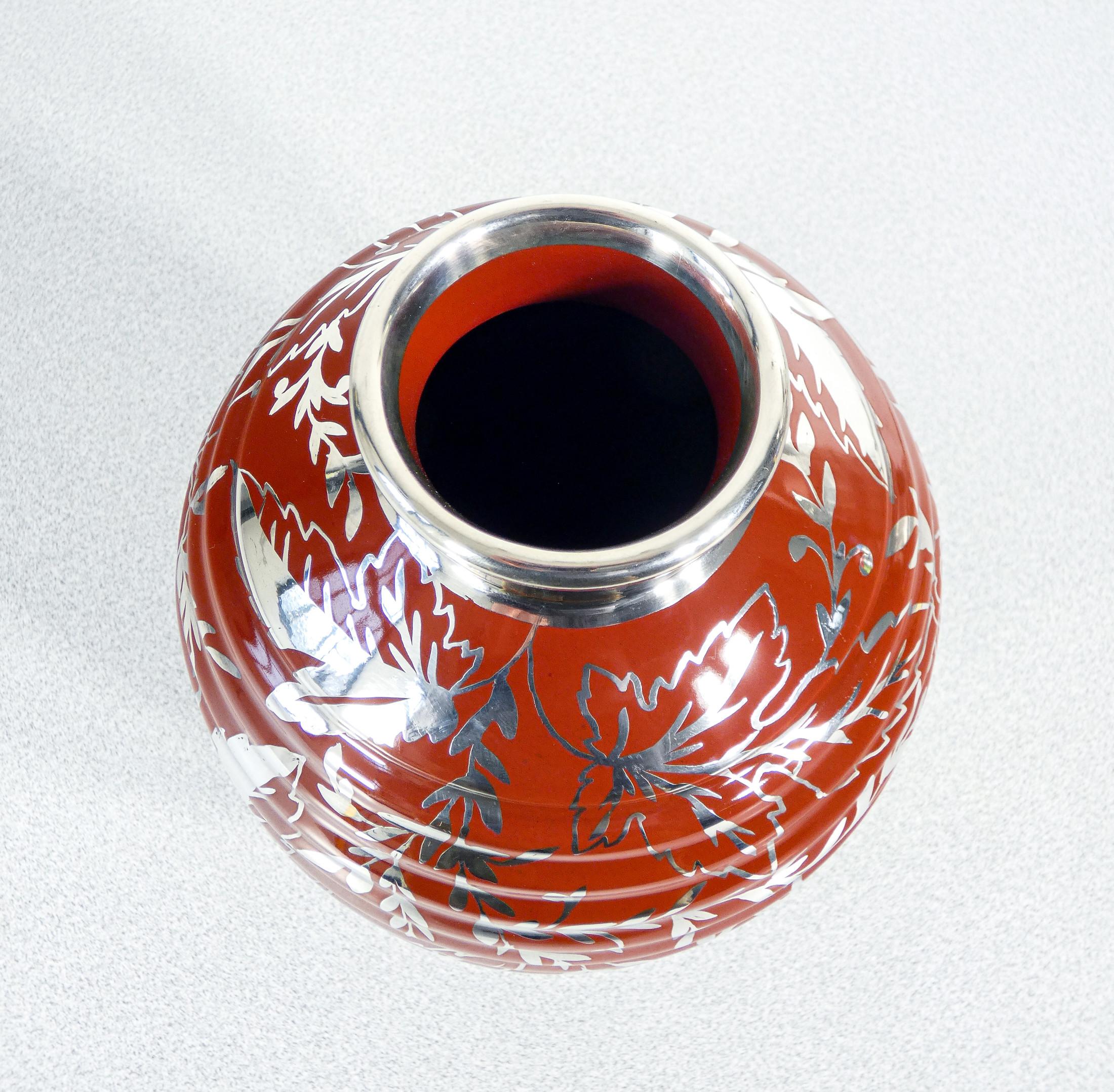 Vaso in ceramica e lamina d'argento, design Giò PONTI per Richard Ginori. 1930s in vendita 1