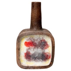 Vase en céramique et verre fusionné, Aldo Londi pour Bitossi, 1960