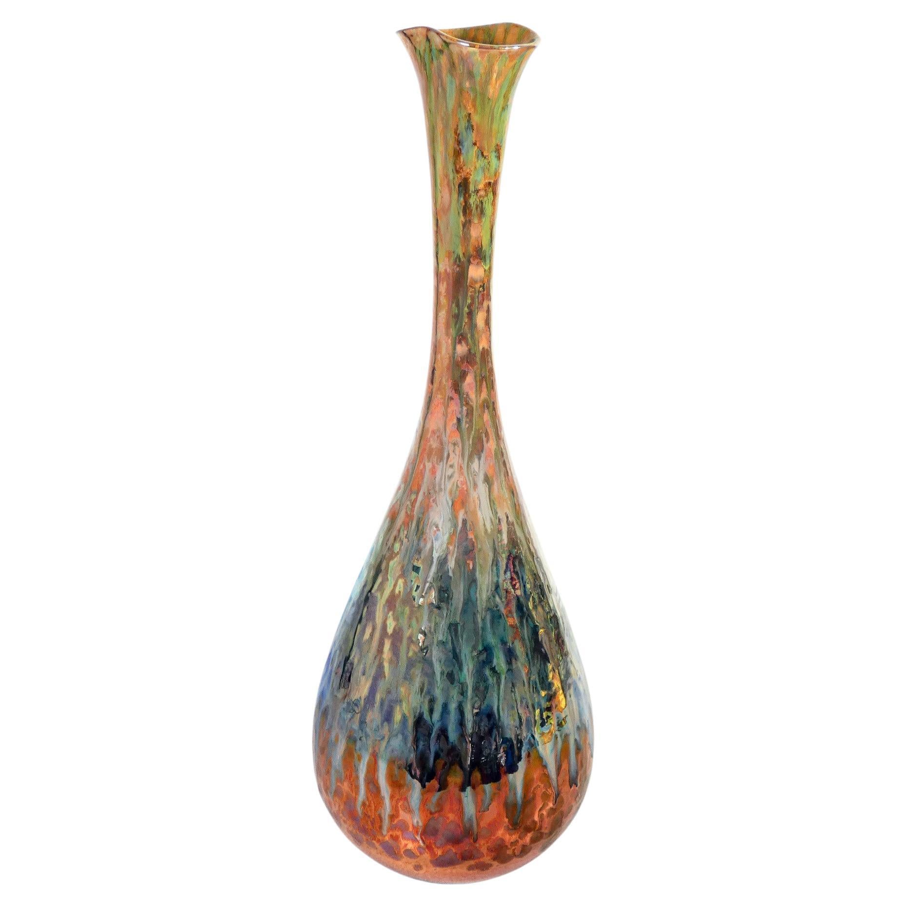 Ceramic vase signed Vittoria MAZZOTTI, decorated with lustre. Albisola, 1960s For Sale
