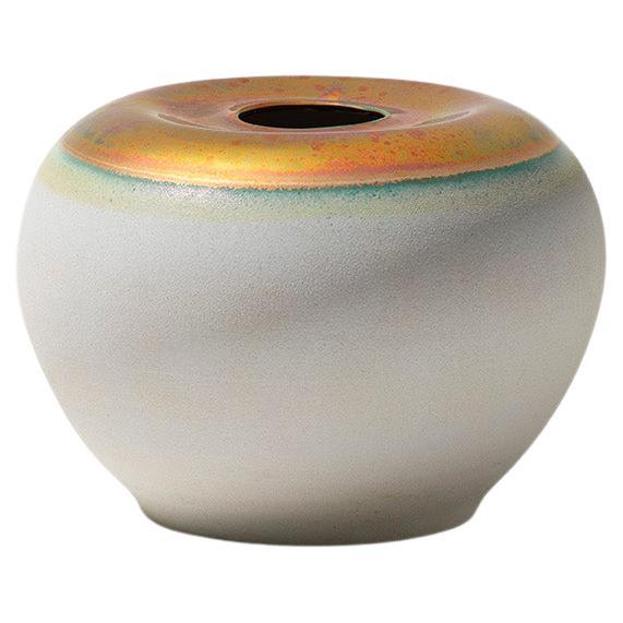 "Crateri", wheeled ceramic vase, reflex and matte light blue, Gatti 1928 Faenza For Sale