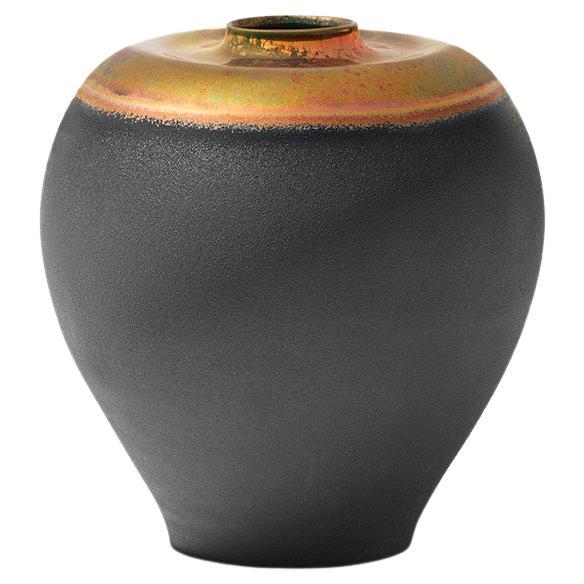 "Crateri", wheeled ceramic vase, reflex and matte black, Gatti 1928 Faenza For Sale