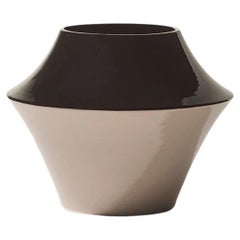 "Trottola", wheeled ceramic vase, black and dove-grey glaze, Gatti 1928 Faenza