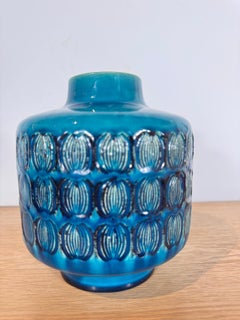 Vase en céramique émaillée turquoise, style des années 70