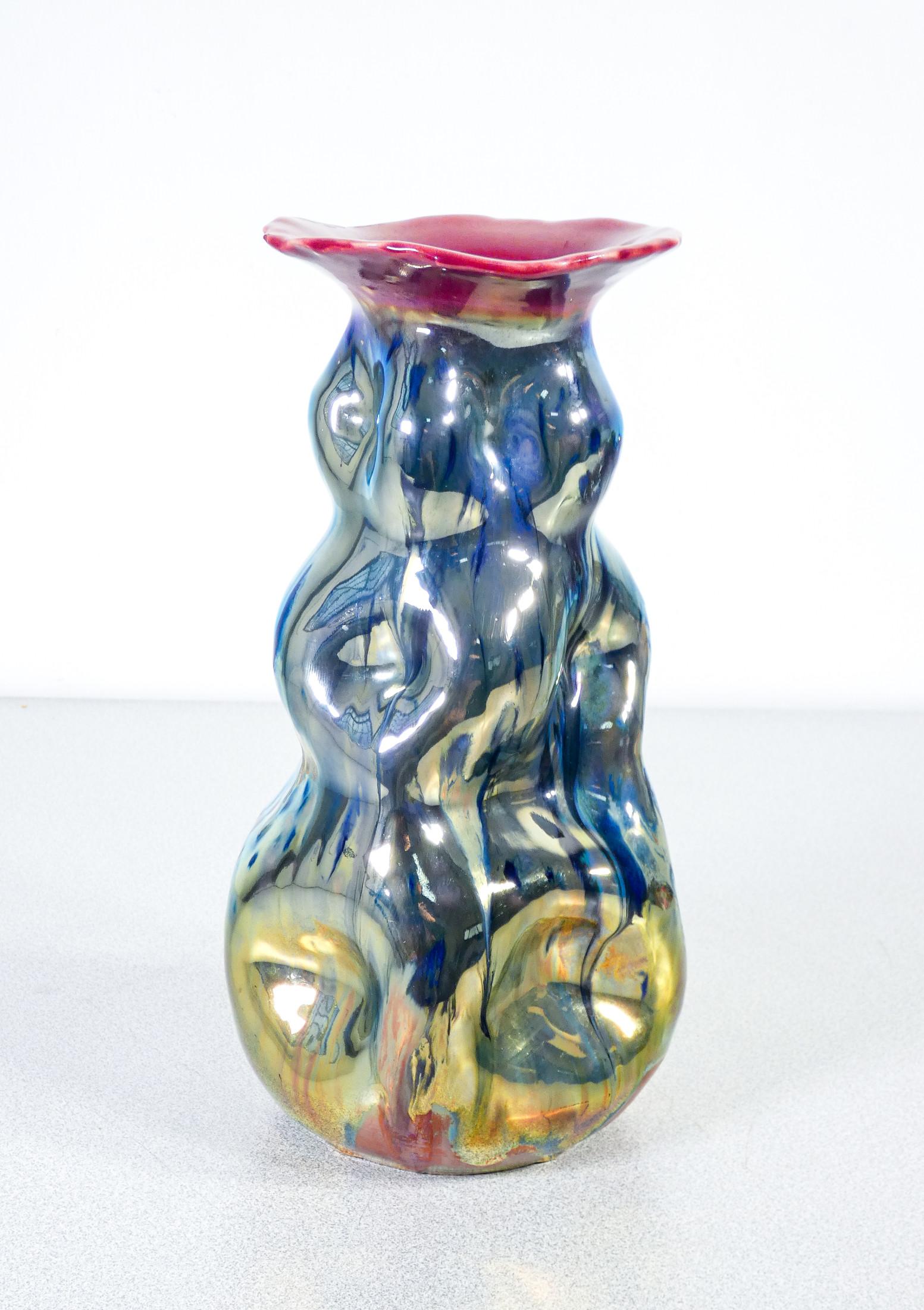 Vase en cermica signé M.G.A. avec décor lustré. Albisola Italie, Première année 1900 en vente 1