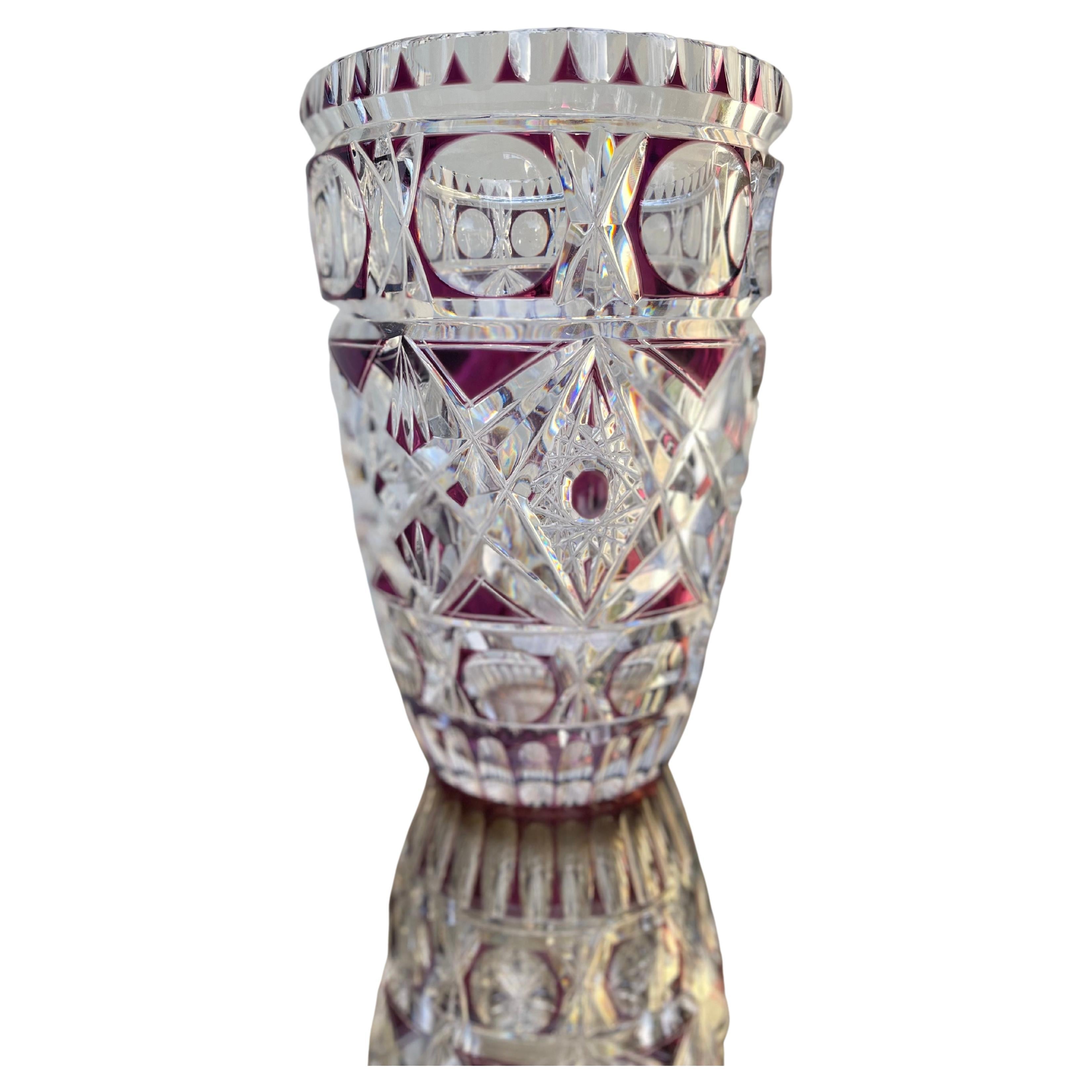 Vase vaso en cristallo boemia - vaso boemia - vase vintage - art déco 