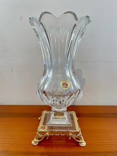 Vaso in cristallo transparente stile Art vannes 1950