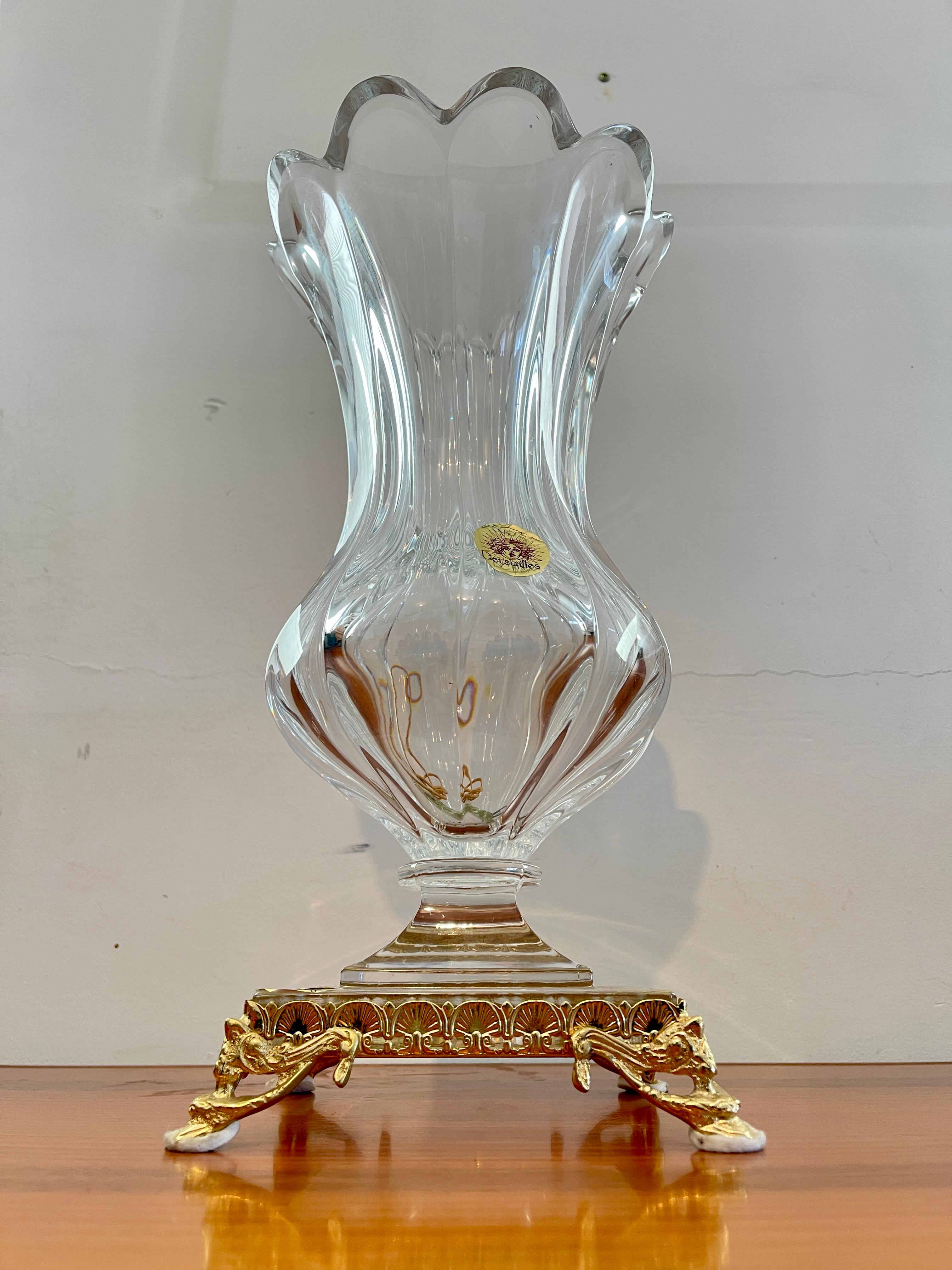 Fatto a mano Vaso in cristallo transparente stile Art vannes 1950 in vendita