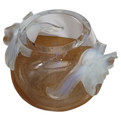 Lalique France transparent crystal vase model Orchid
