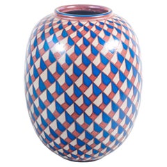 Bottega VIGNOLI majolica vase, geometric decoration. Faenza, 1970s