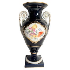 Vaso in Porcellana di Meissen Blu Cobalto Oro e Policromia del 1800
