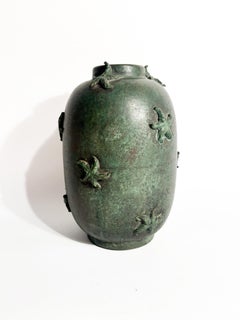 Enameled Green Copper Vase With Starfish 1930s