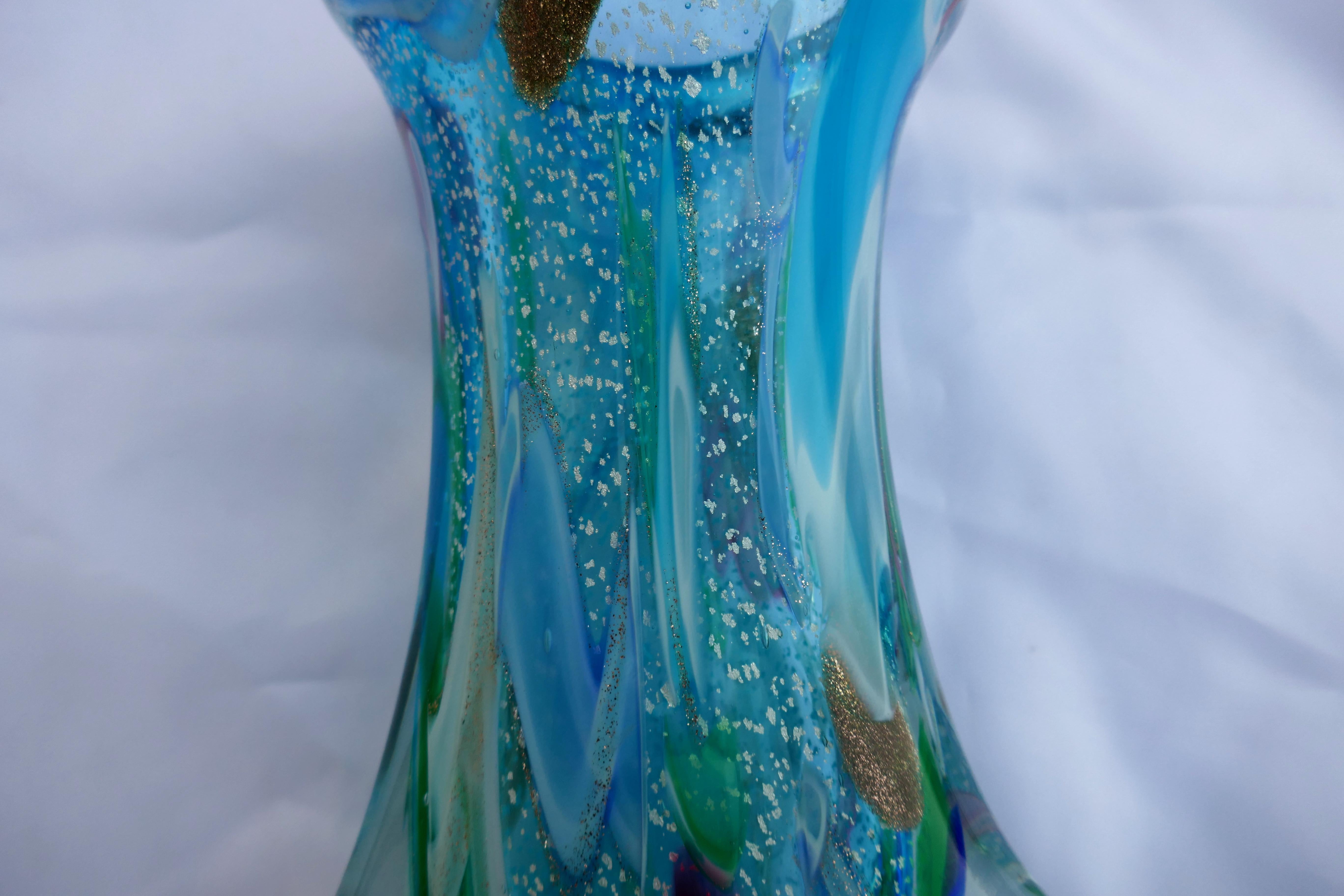 Avem Anzolo Fuga style vestro vase silver inclusions For Sale 3