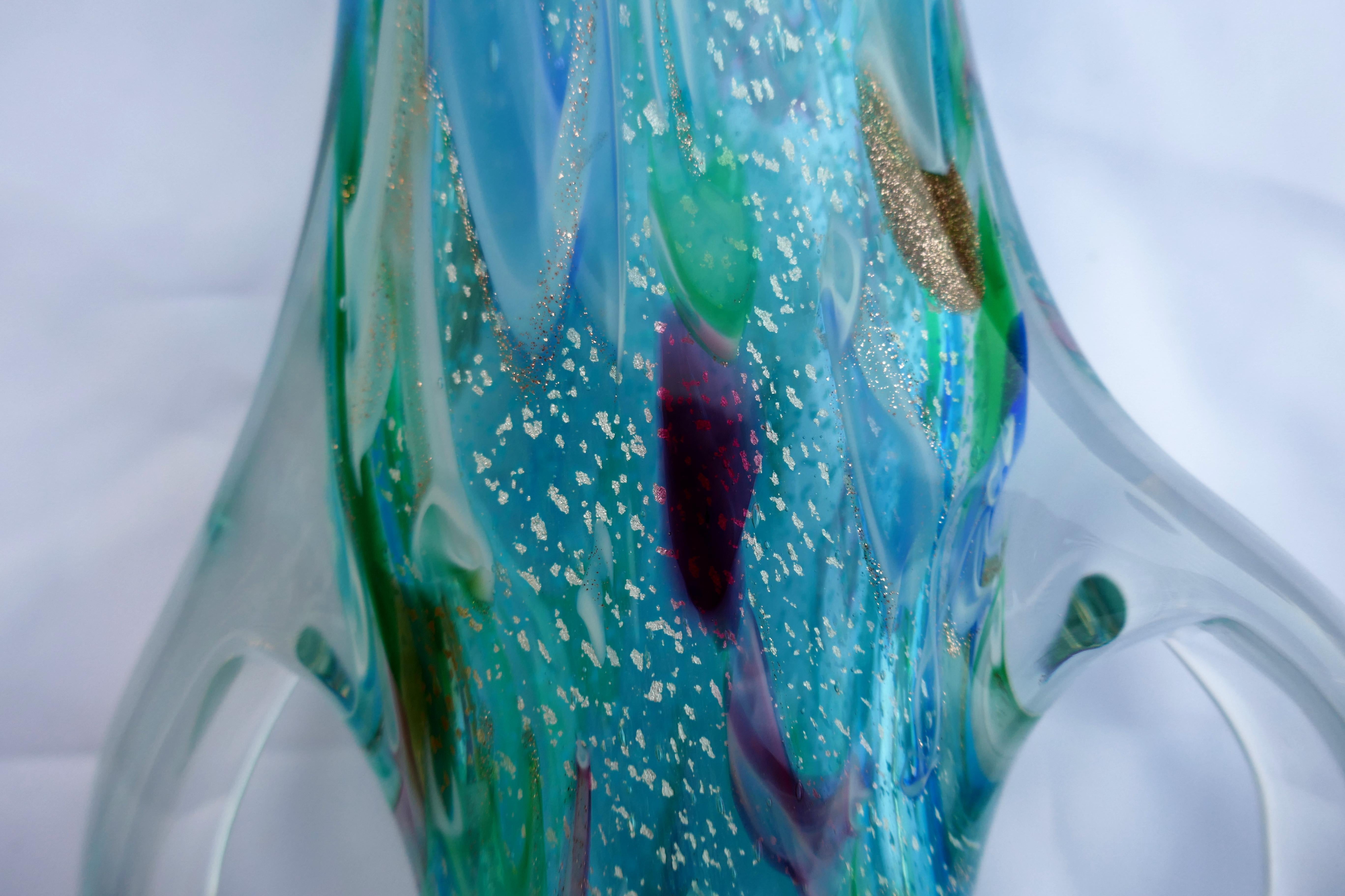 Avem Anzolo Fuga style vestro vase silver inclusions For Sale 4