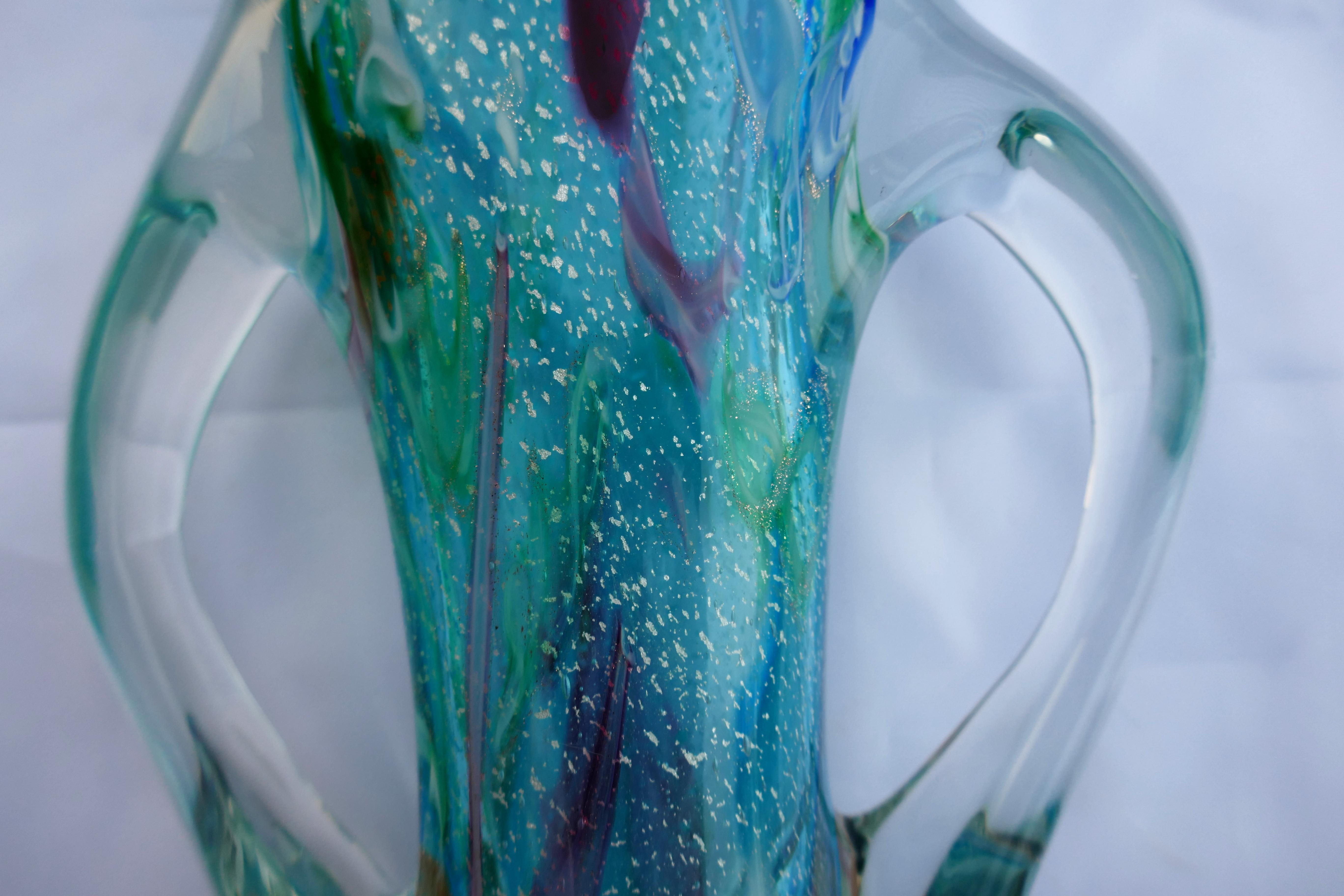 Avem Anzolo Fuga style vestro vase silver inclusions For Sale 5