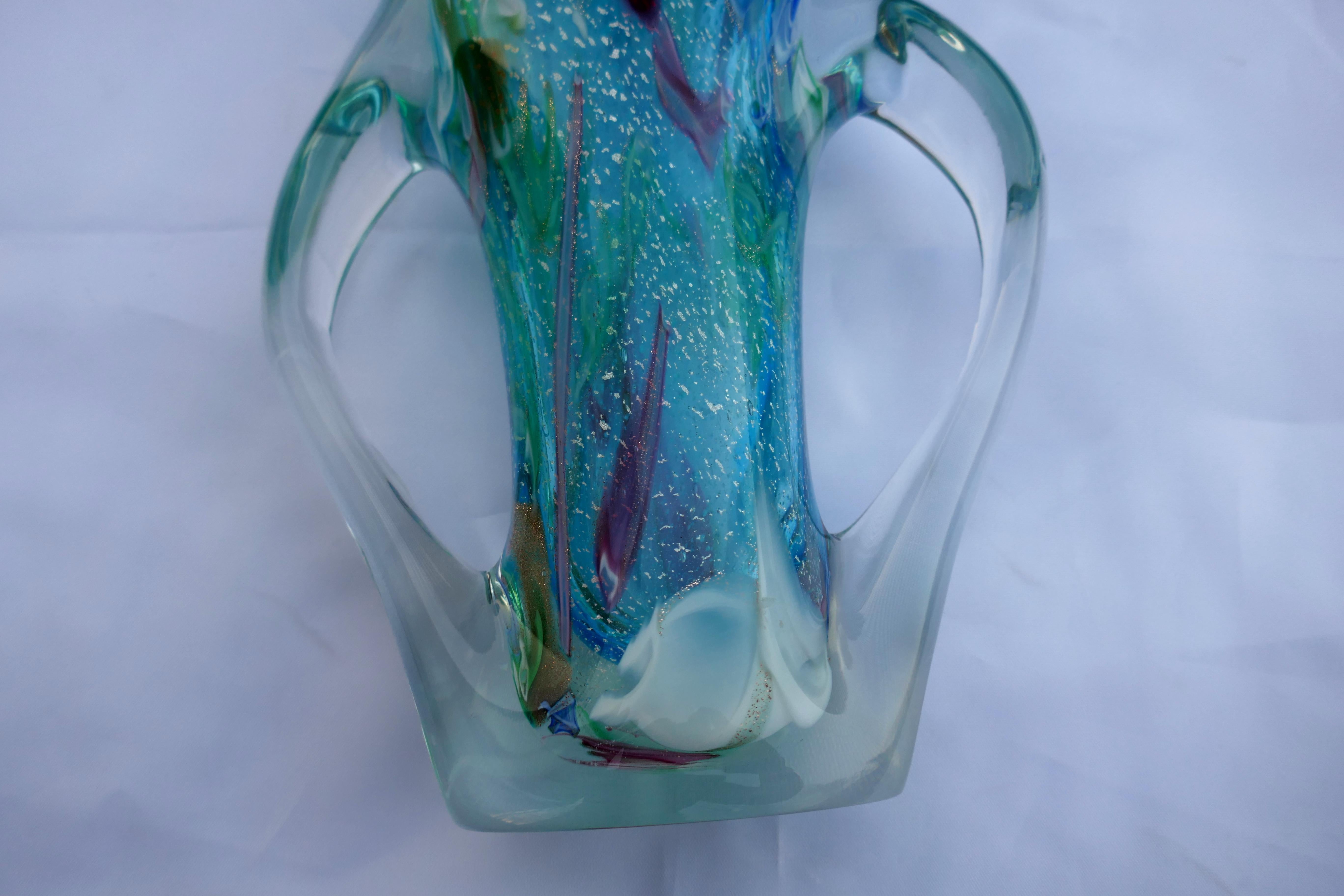 Avem Anzolo Fuga style vestro vase silver inclusions For Sale 10