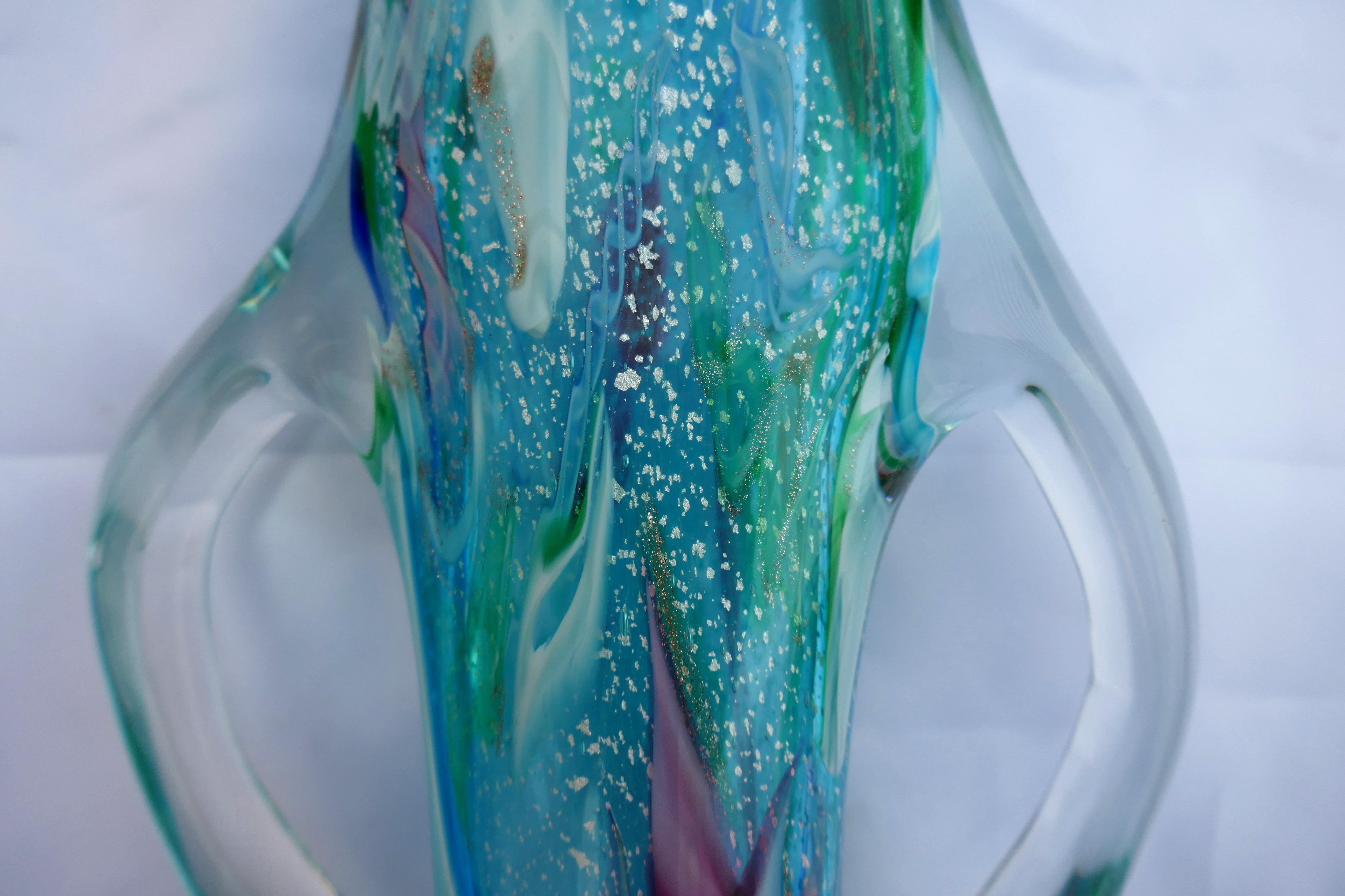 Avem Vase de style Anzolo Fuga avec inclusions d'argent Bon état - En vente à Lugo, IT