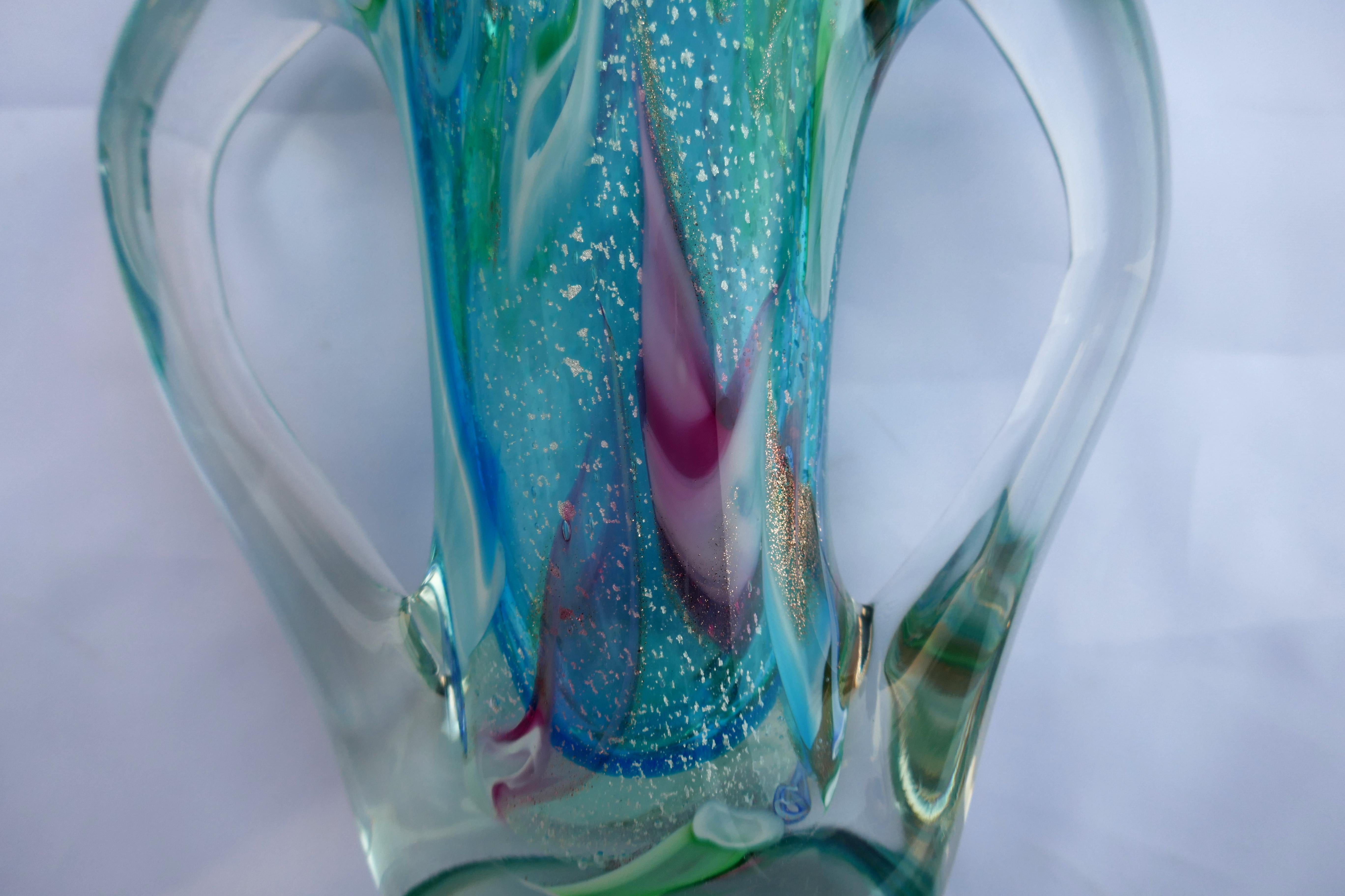 Mid-20th Century Avem Anzolo Fuga style vestro vase silver inclusions For Sale