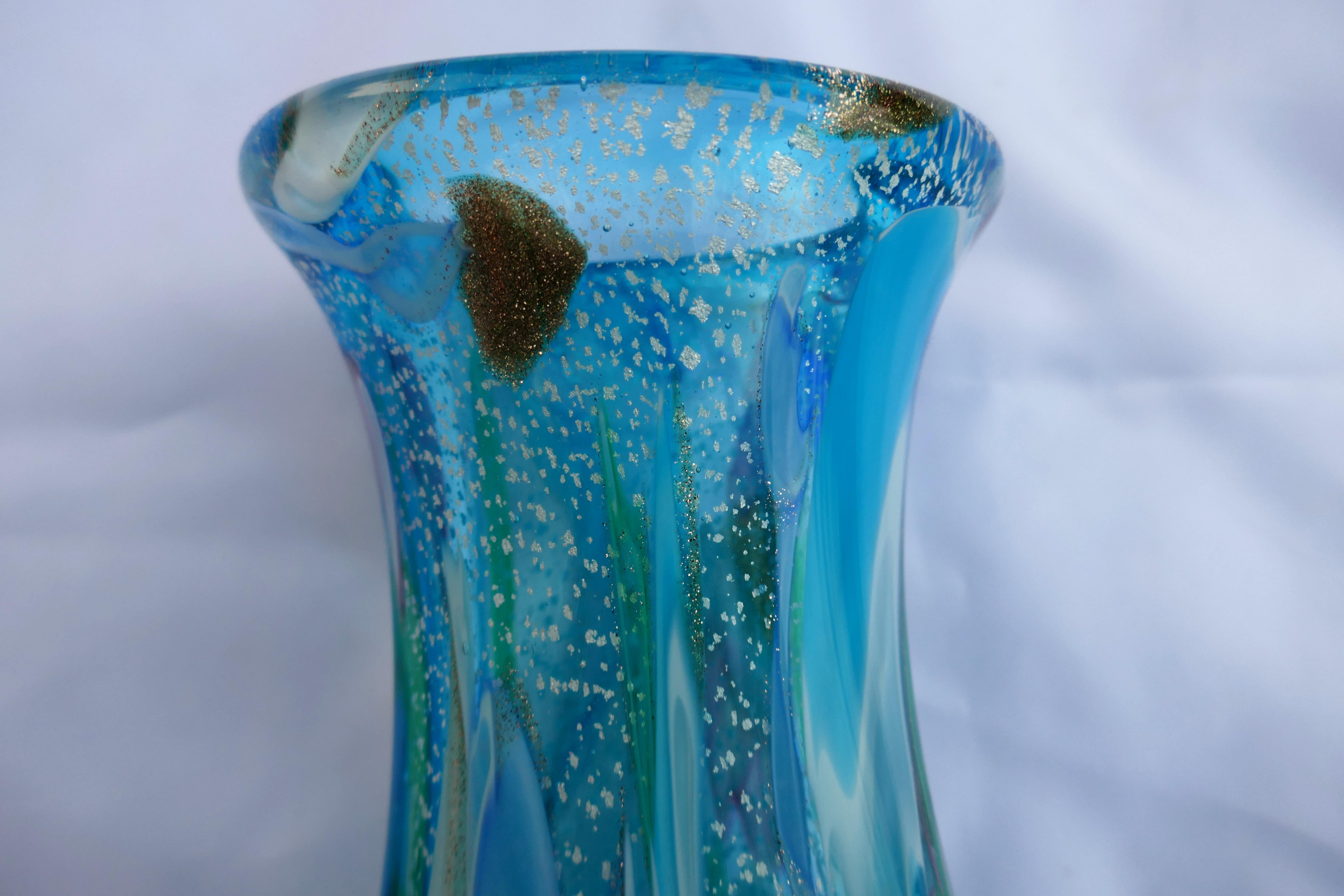 Avem Anzolo Fuga style vestro vase silver inclusions For Sale 2