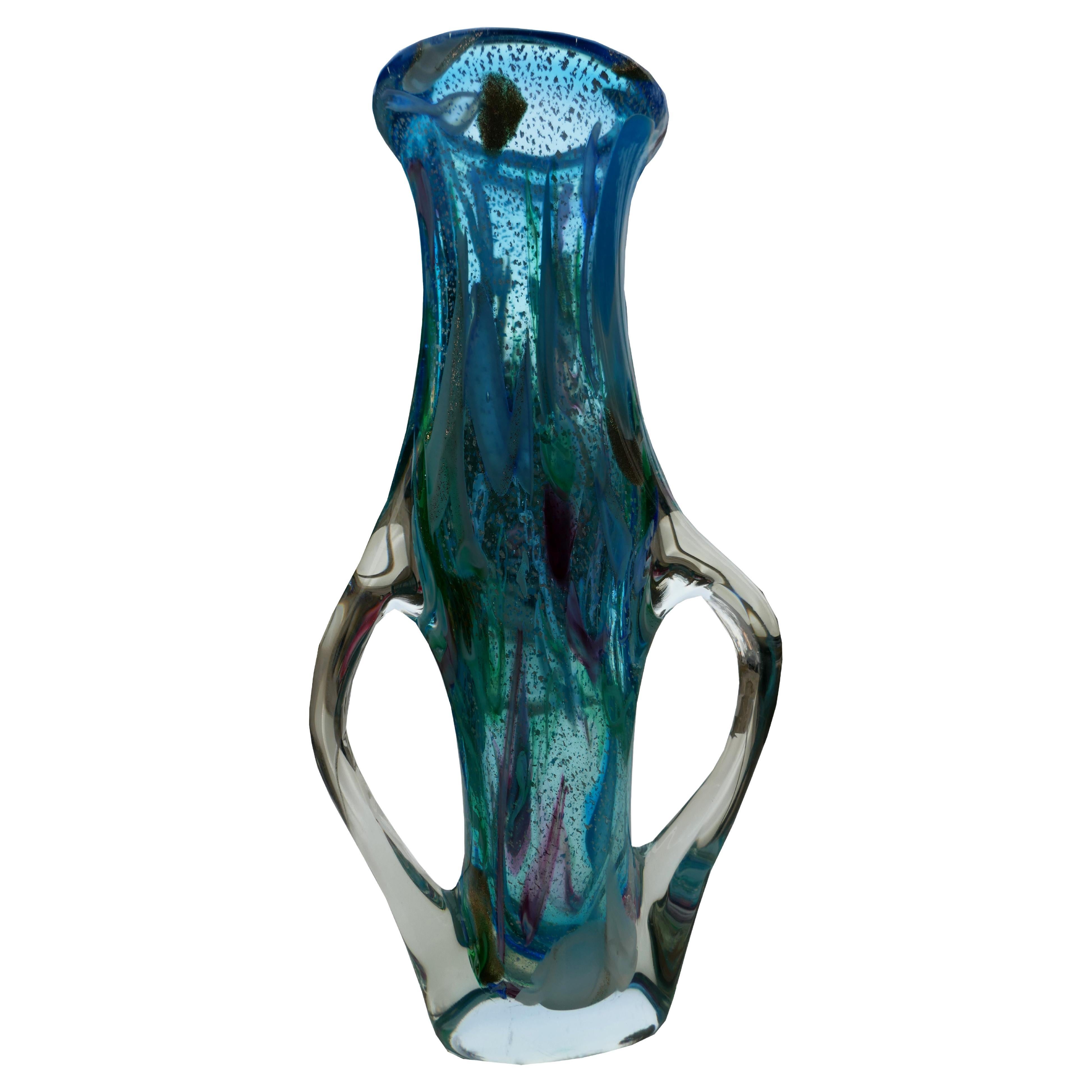 Avem Vase de style Anzolo Fuga avec inclusions d'argent en vente