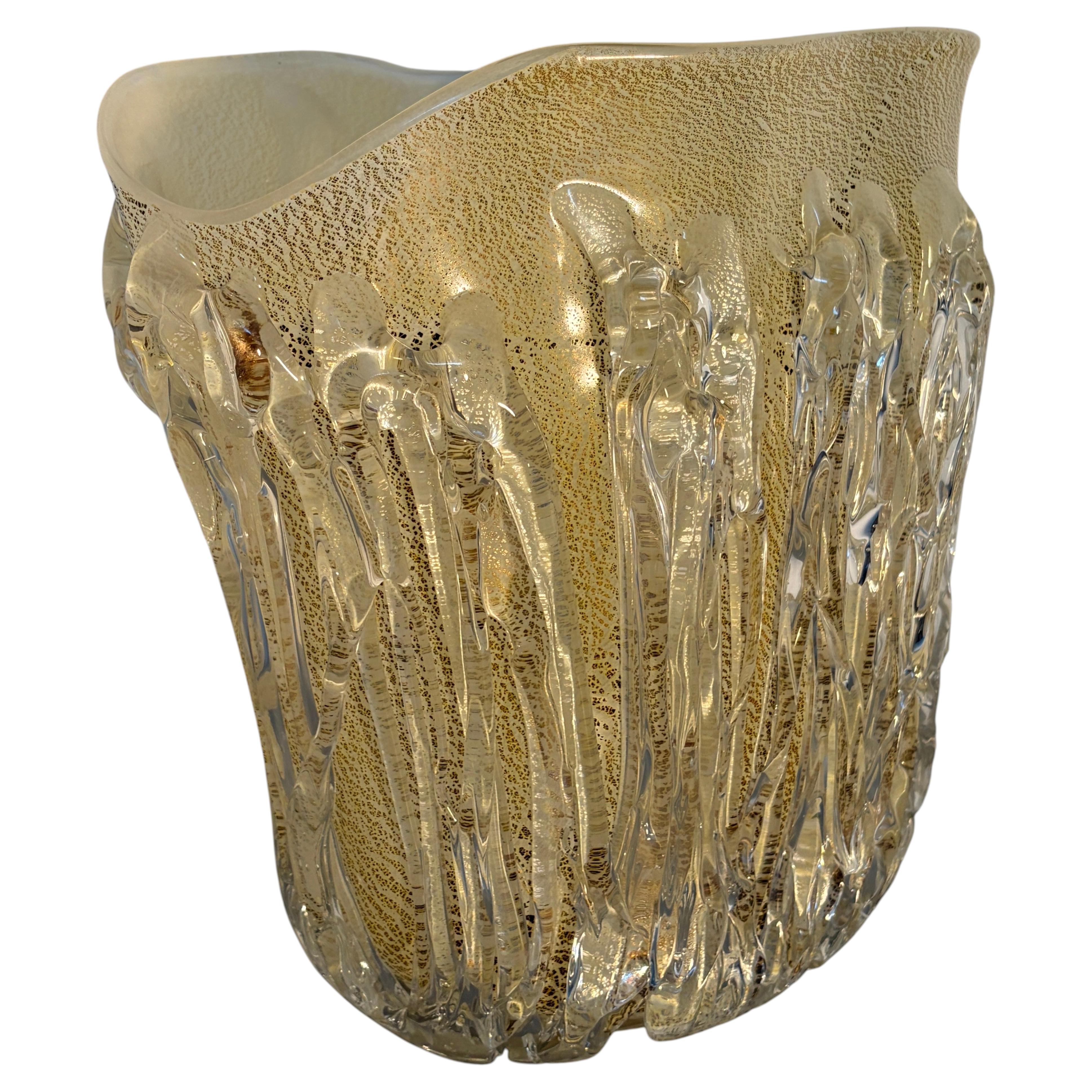 Jarrón de cristal artístico de Murano, obra de Sergio Costantini, soplado a mano